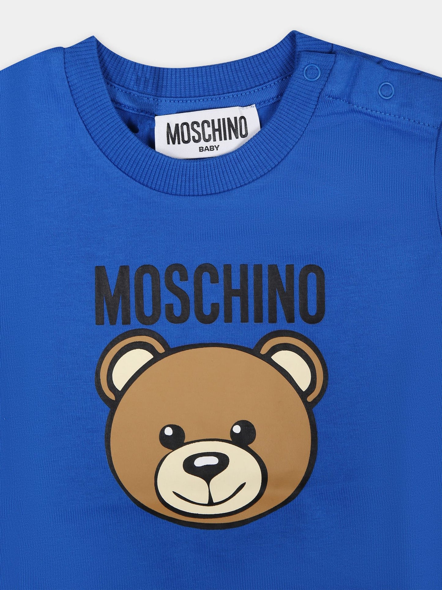 Completo blu per neonato con Teddy Bear e logo,Moschino Kids,MRG00M LAA02 40289