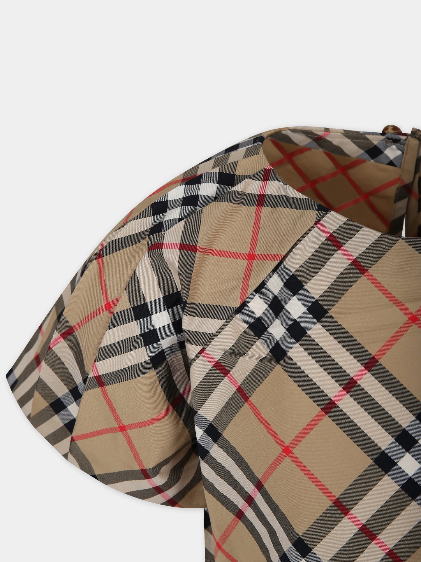 Vestito beige per bambina con iconico check vintage all-over,Burberry Kids,8078340 A7028