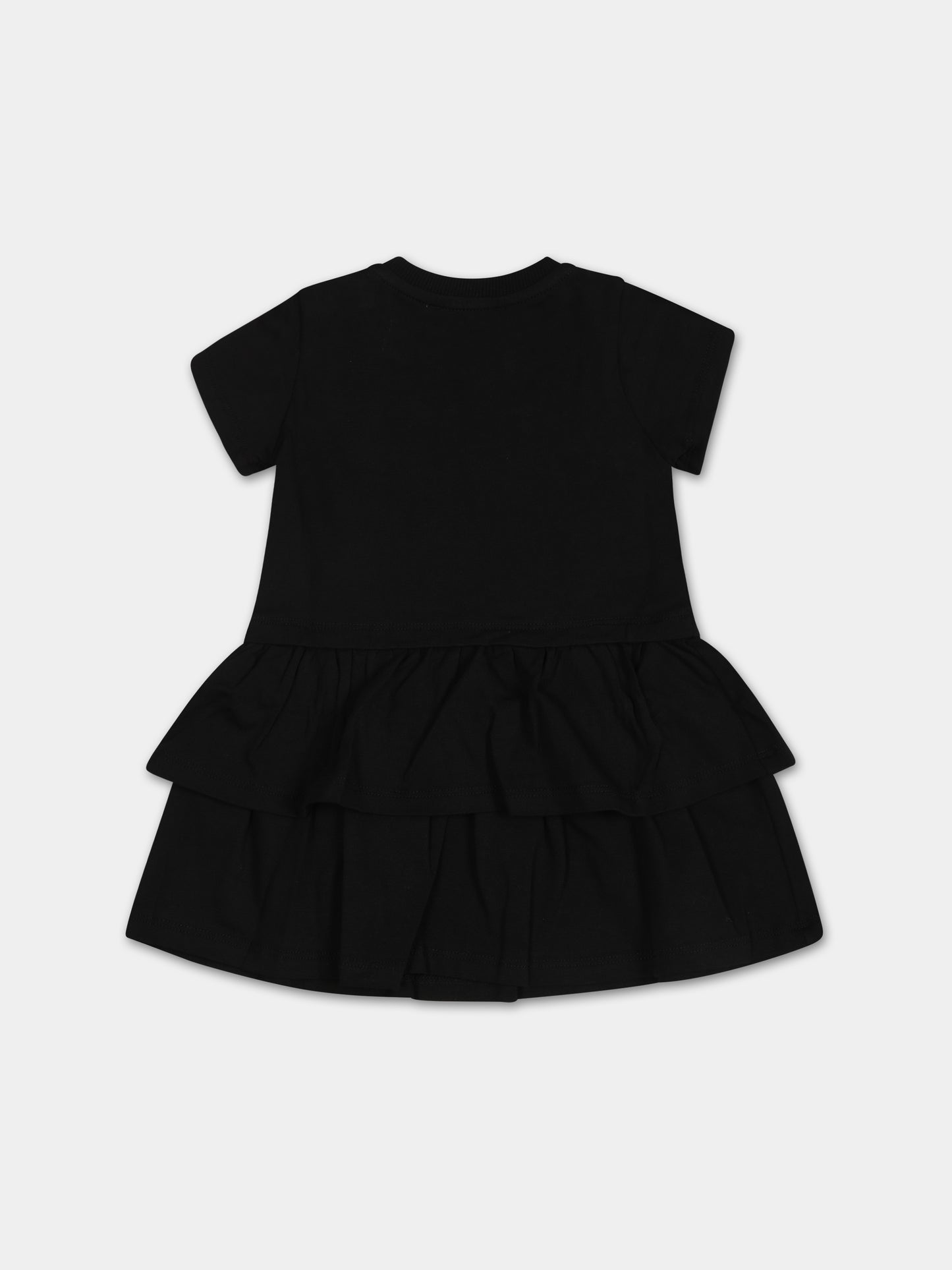 Vestito nero per bambina con smile e logo,Moschino Kids,MAV0A9 LBA10 60100