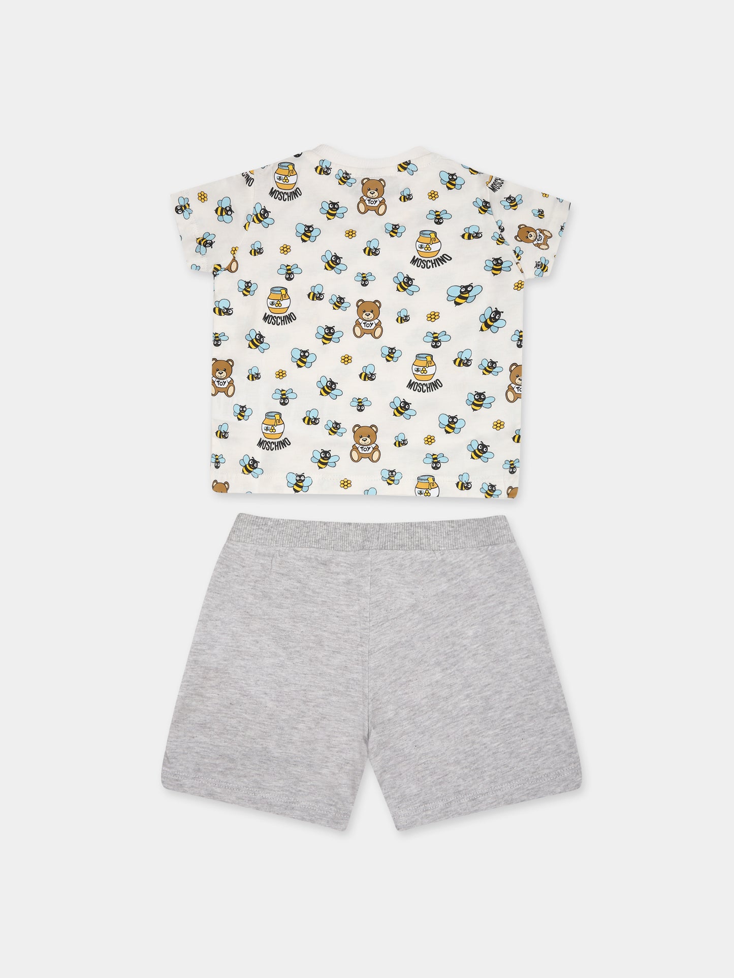 Completo bianco per neonati con Teddy Bear,Moschino Kids,MQG00M LAB60 84617