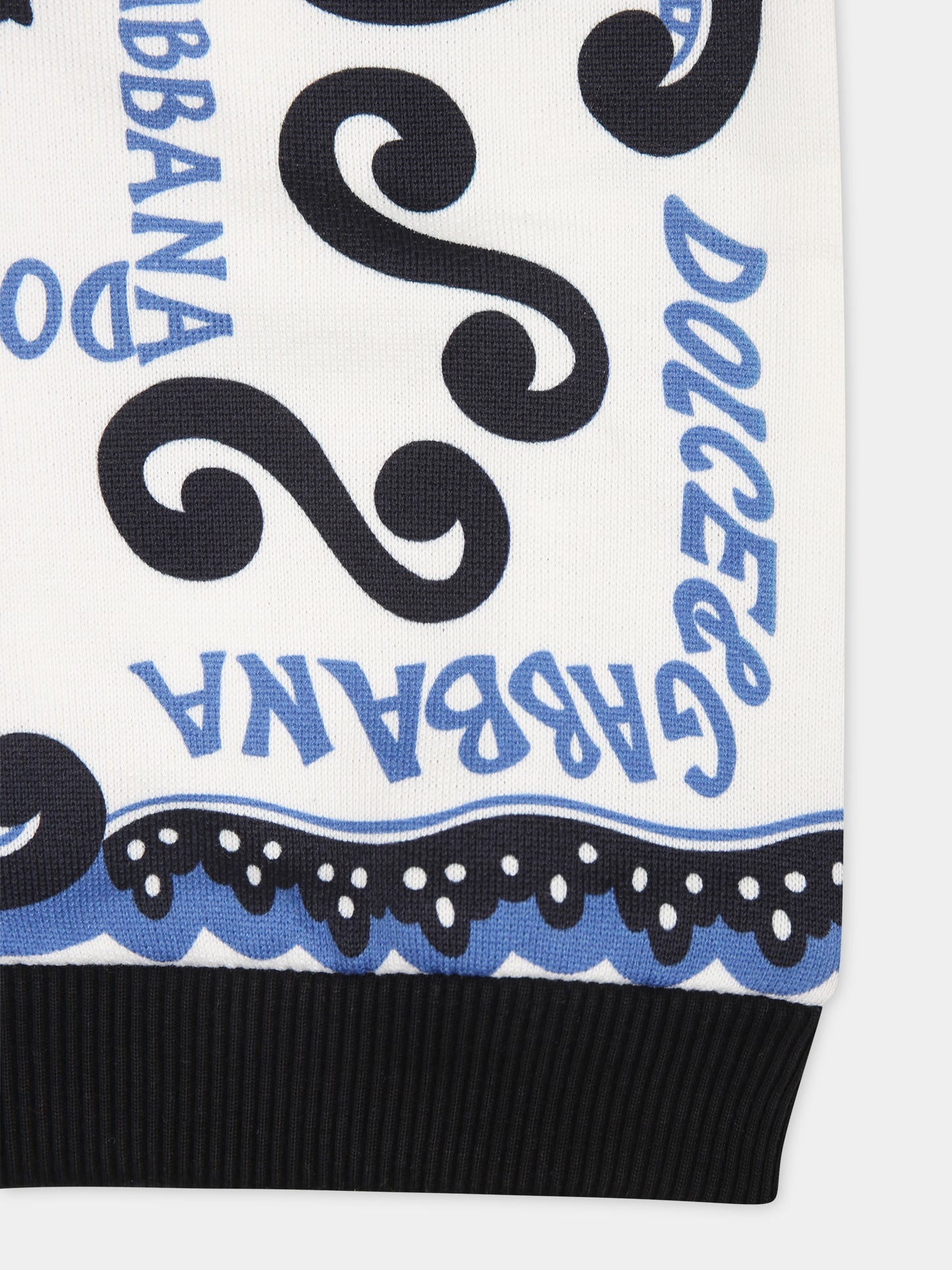 Felpa bianca per neonato con stampa bandana e logo,Dolce & Gabbana Kids,L1JWIT G7L0X HC4XR