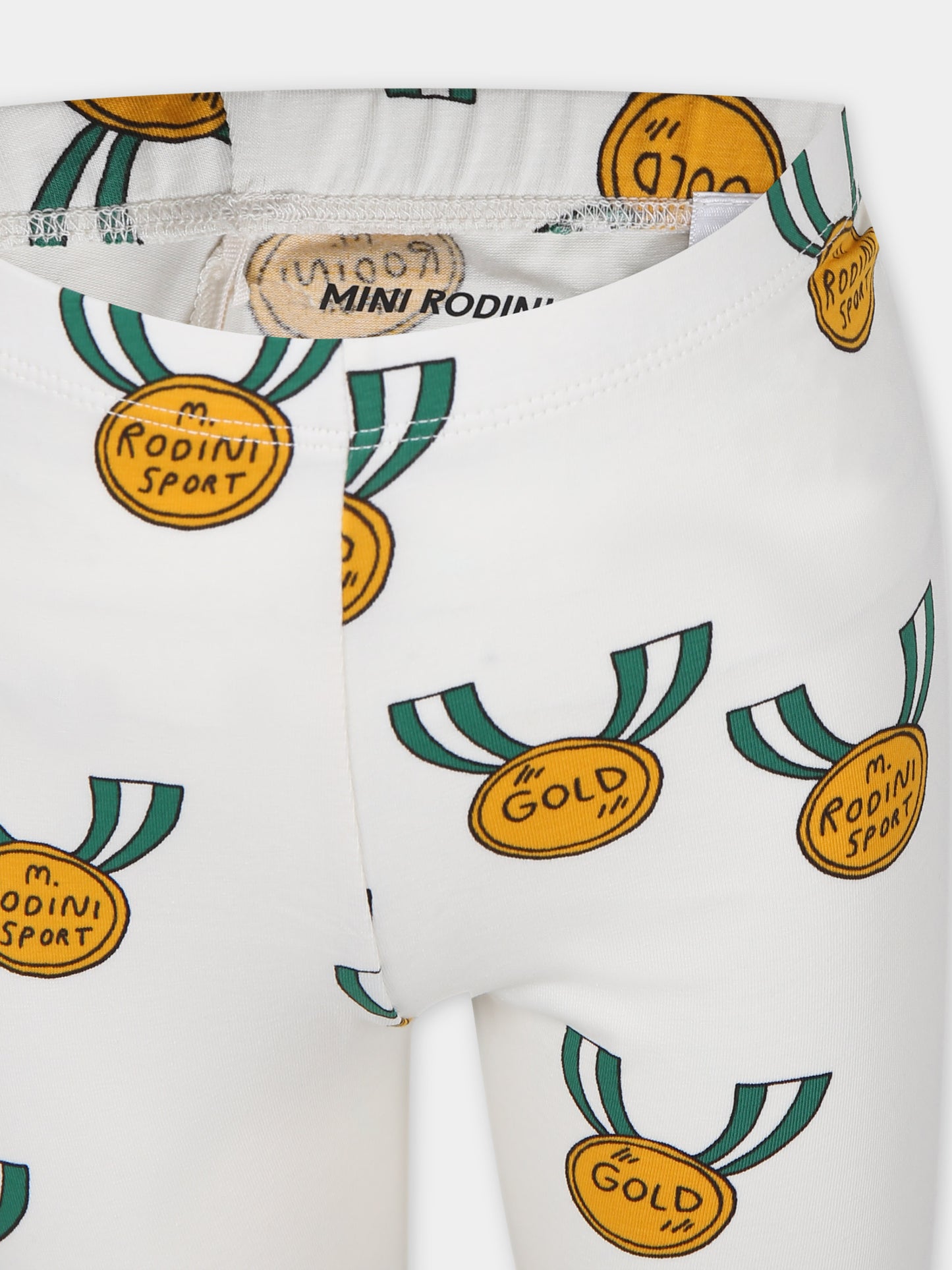 Shorts sportivo avorio per bambini con medaglie,Mini Rodini,2423014297