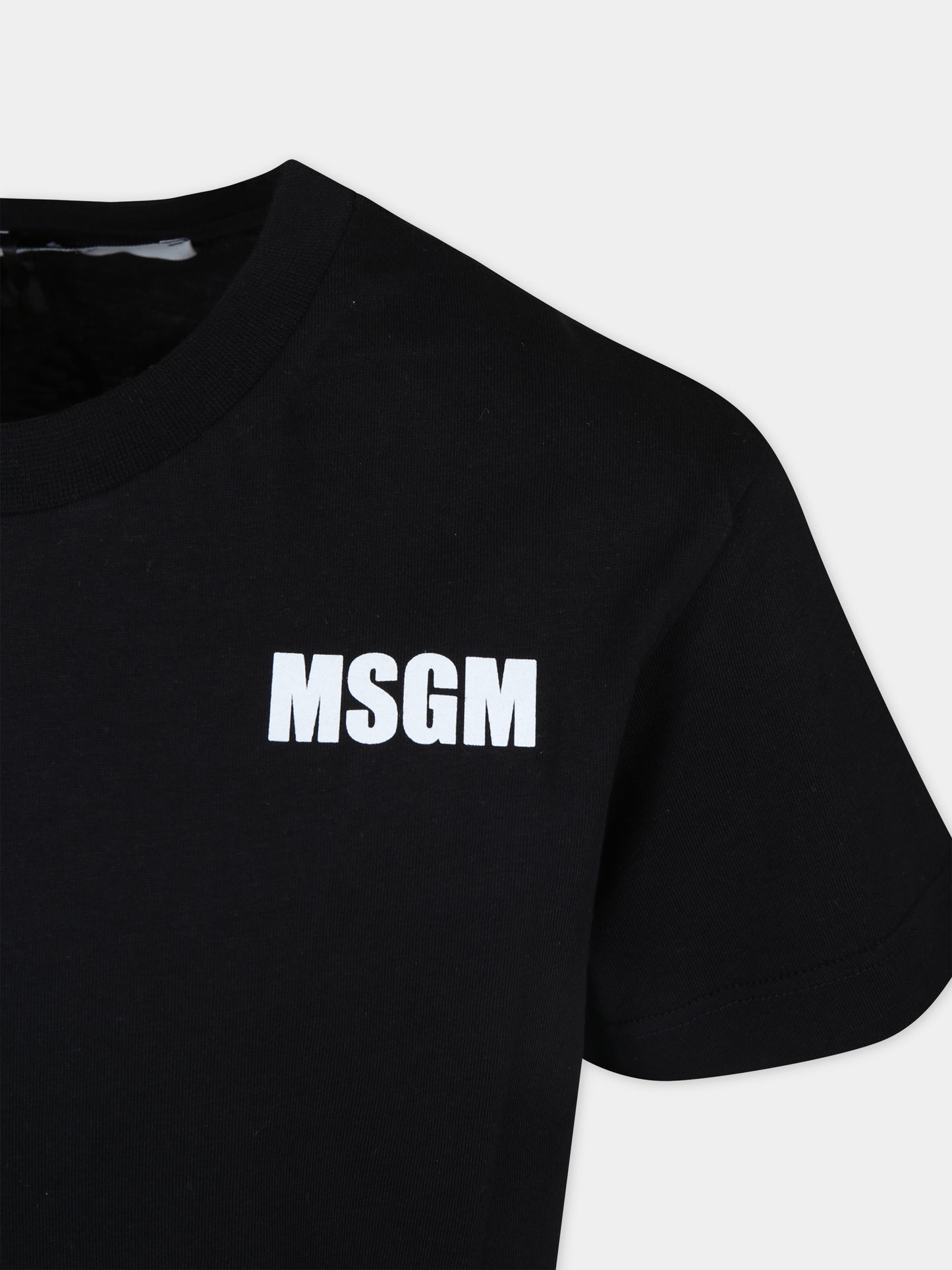 T-shirt nera per bambini con logo,Msgm Kids,S4MSJUTH005 110