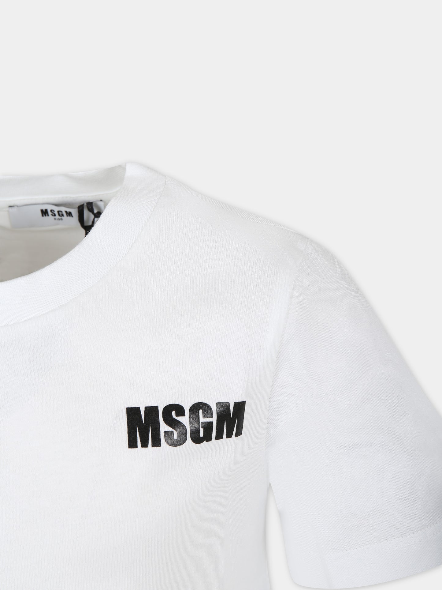 T-shirt bianca per bambina con logo,Msgm Kids,S4MSJGTH007 001