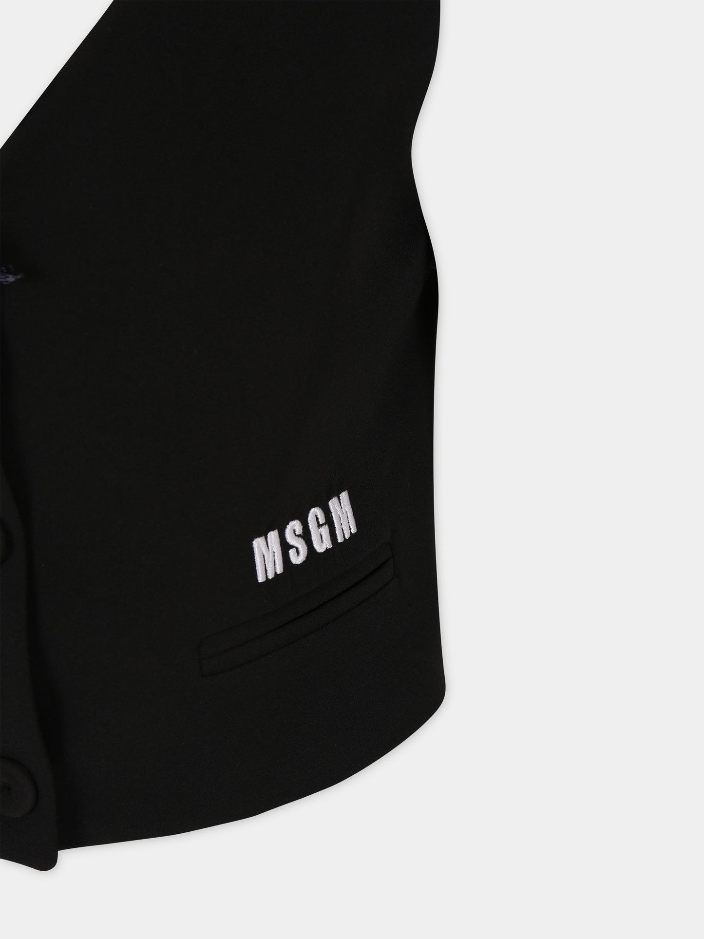 Panciotto nero per bambina con logo,Msgm Kids,S4MSJGVE157 110
