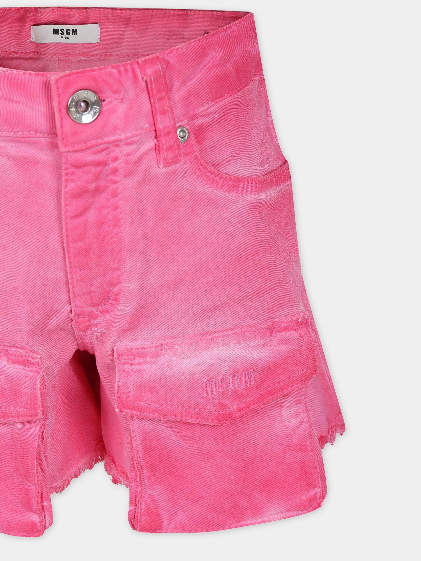 Shorts fucsia in denim per bambina,Msgm Kids,S4MSJGSH038 044
