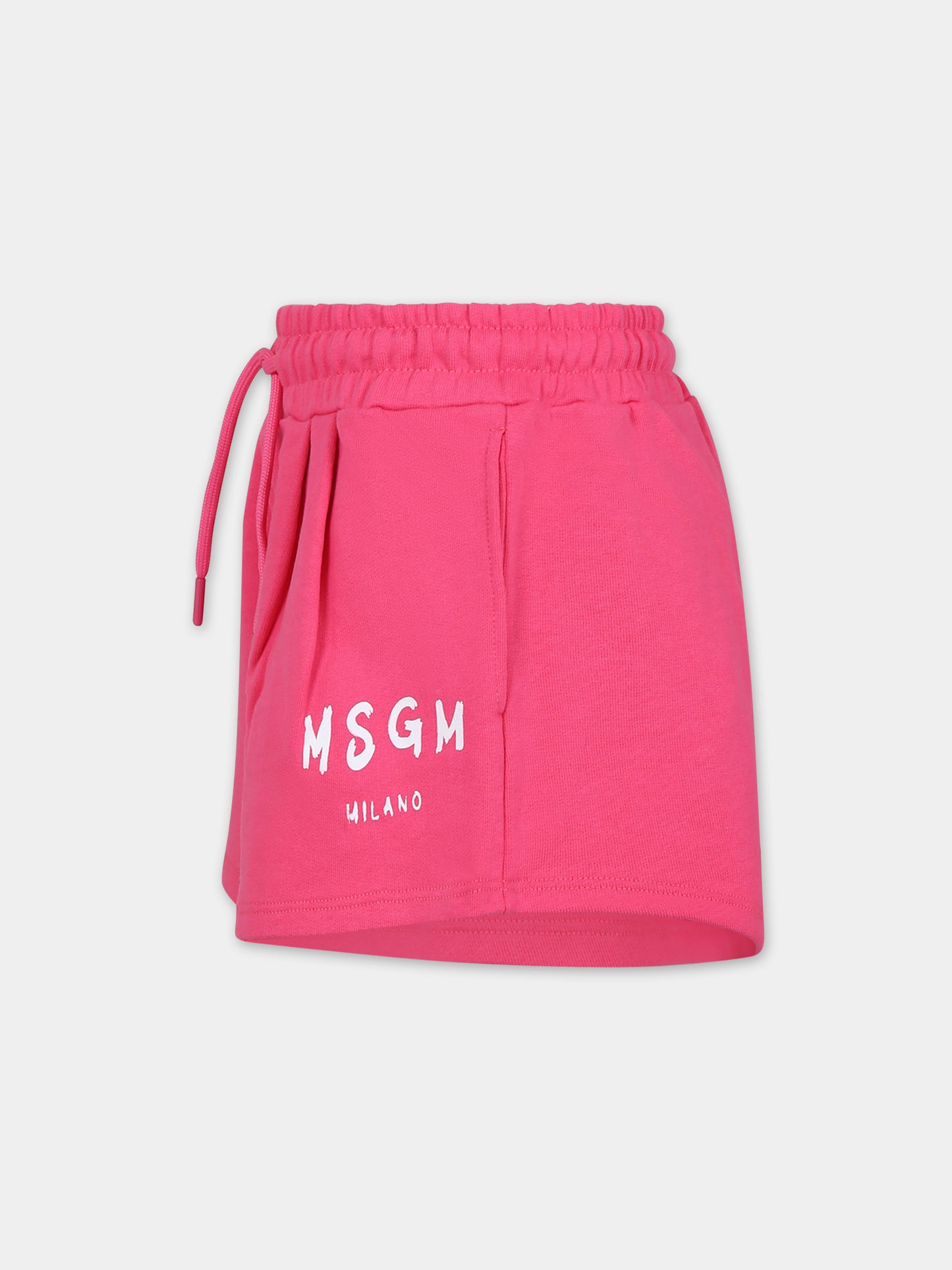 Shorts fucsia per bambina con logo,Msgm Kids,S4MSJGSH024 044