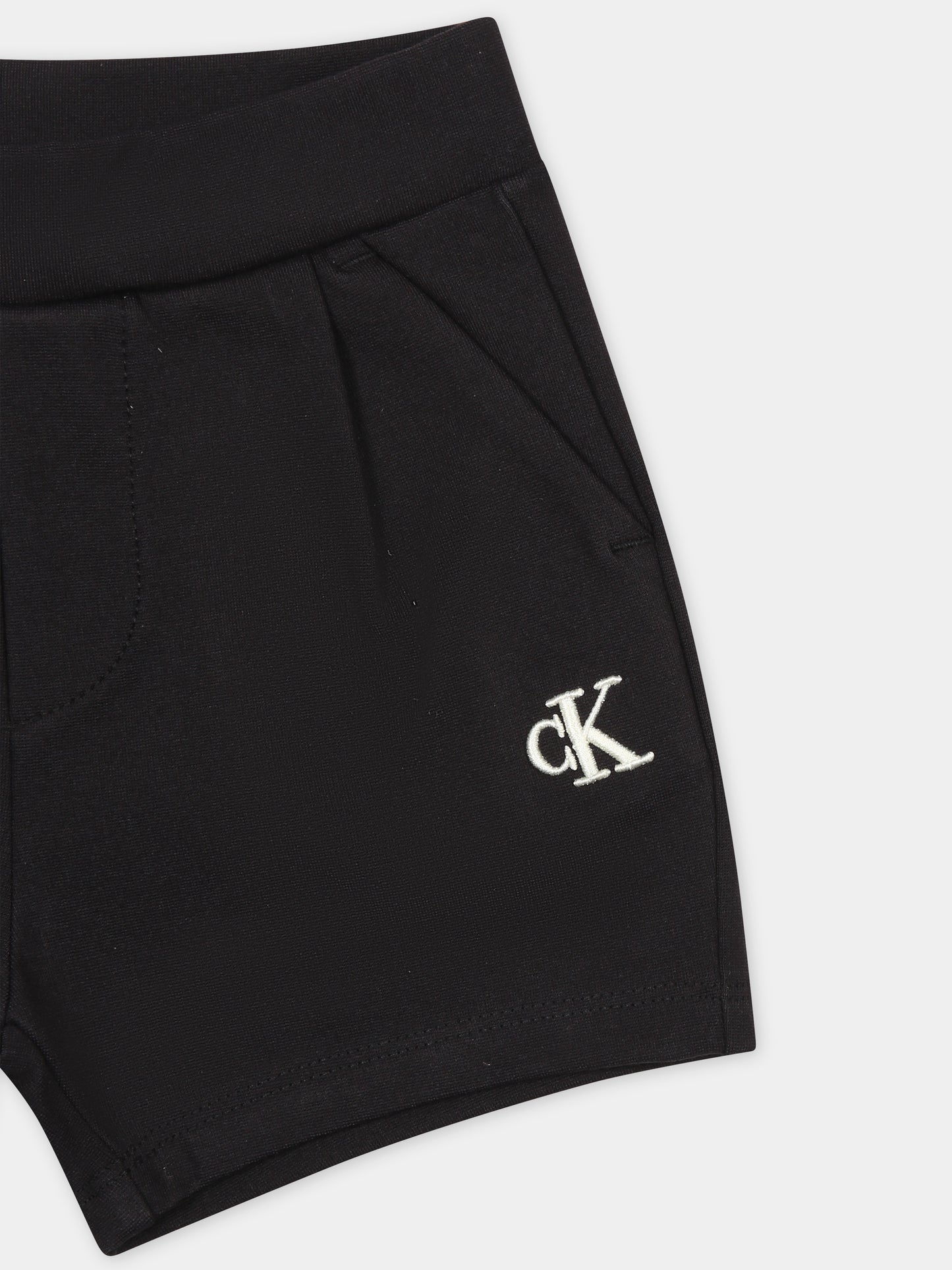 Shorts sportivo nero per neonato con logo,Calvin Klein Kids,24SMCKIN0IN00174 BEH