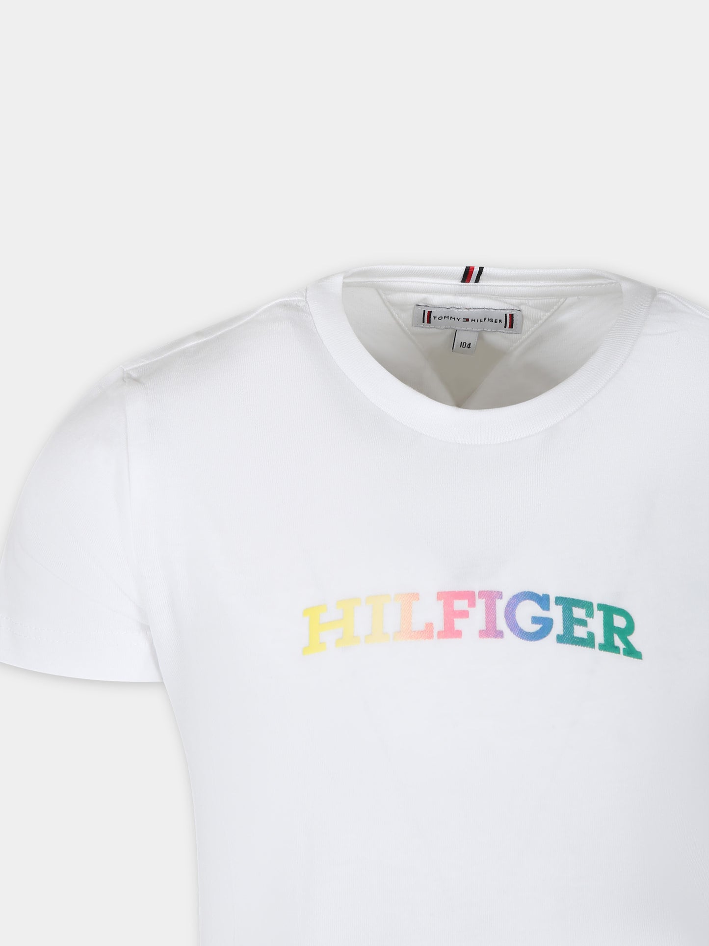 T-shirt bianca per bambina con logo,Tommy Hilfiger Junior,24SMTHKG0KG07851 YBR
