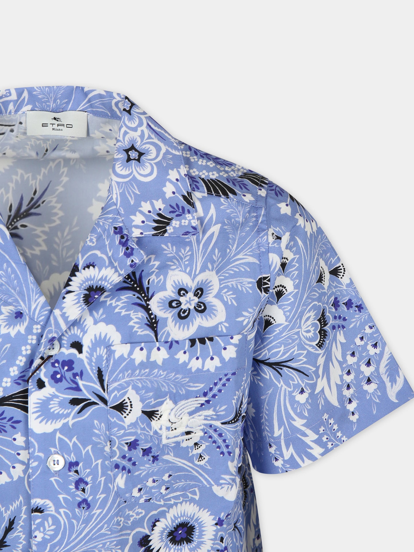Camicia celeste per bambino con motivo paisley,Etro,GU5P01 P0417 654AV