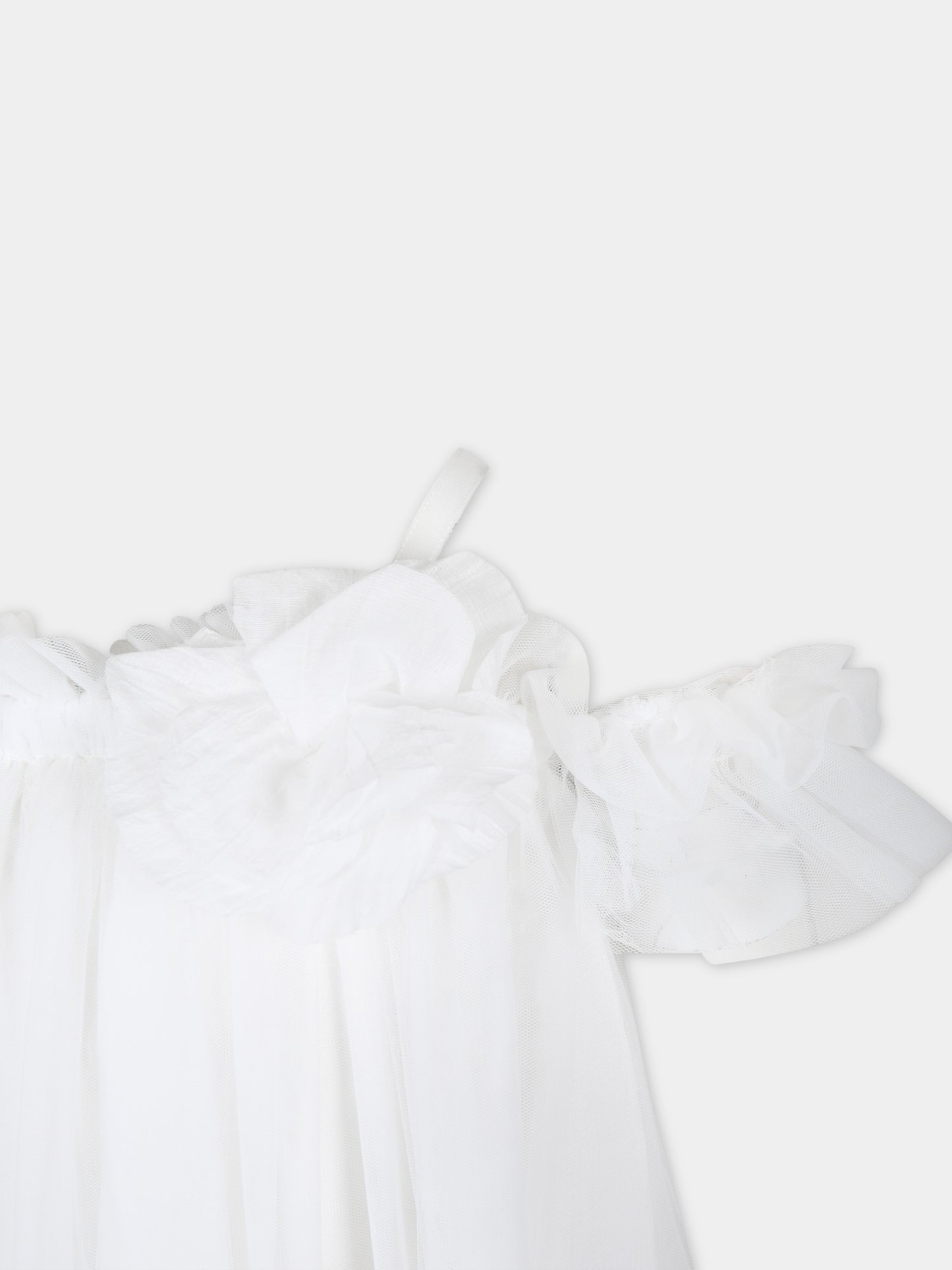 Vestito bianco per bambina con fiore,Ermanno Scervino Junior,SFAB037 0 TU032 0000