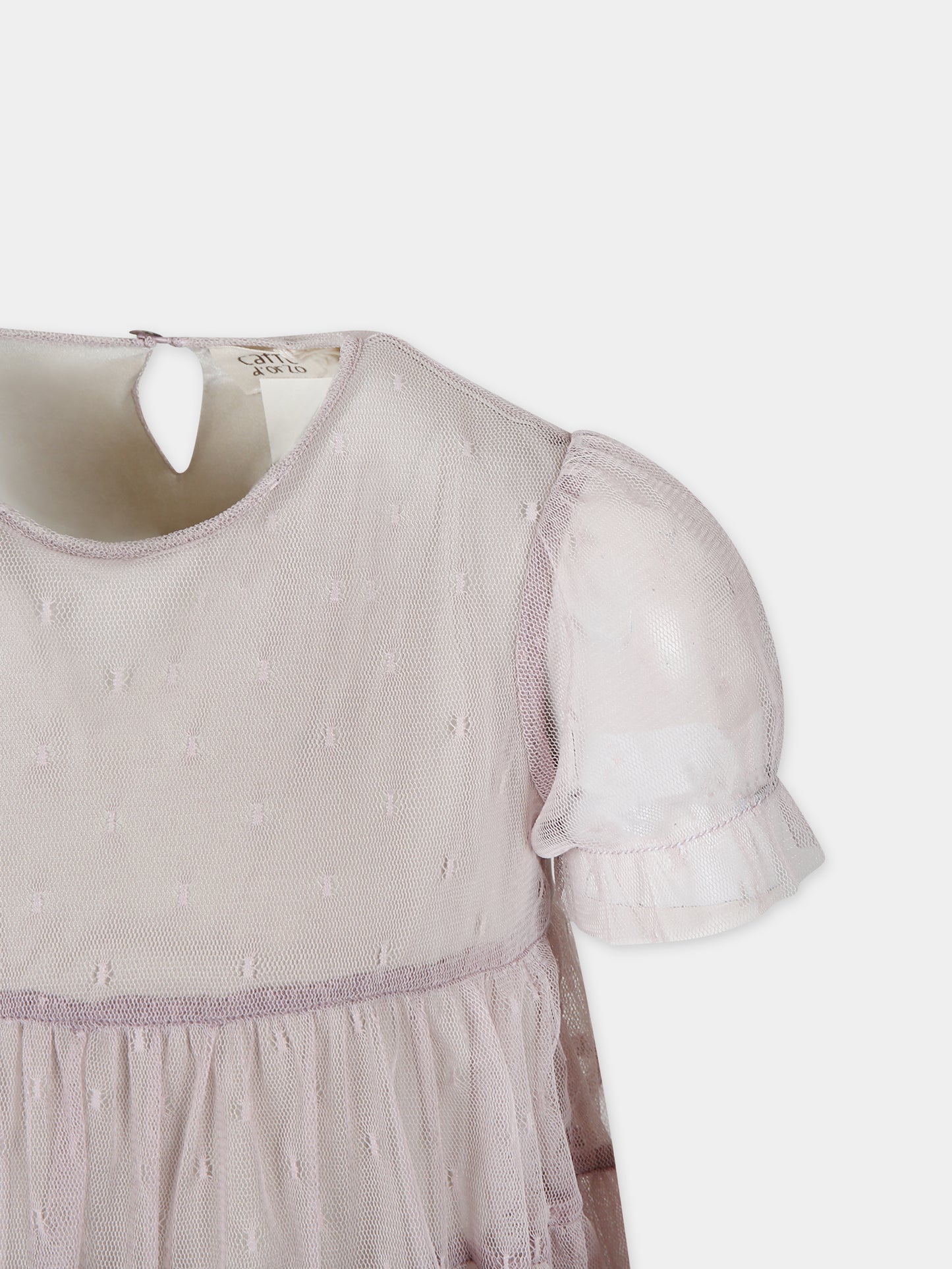 Vestito rosa per bambina con ricami,Caffe' D'orzo,ZU1B21 T0075 107