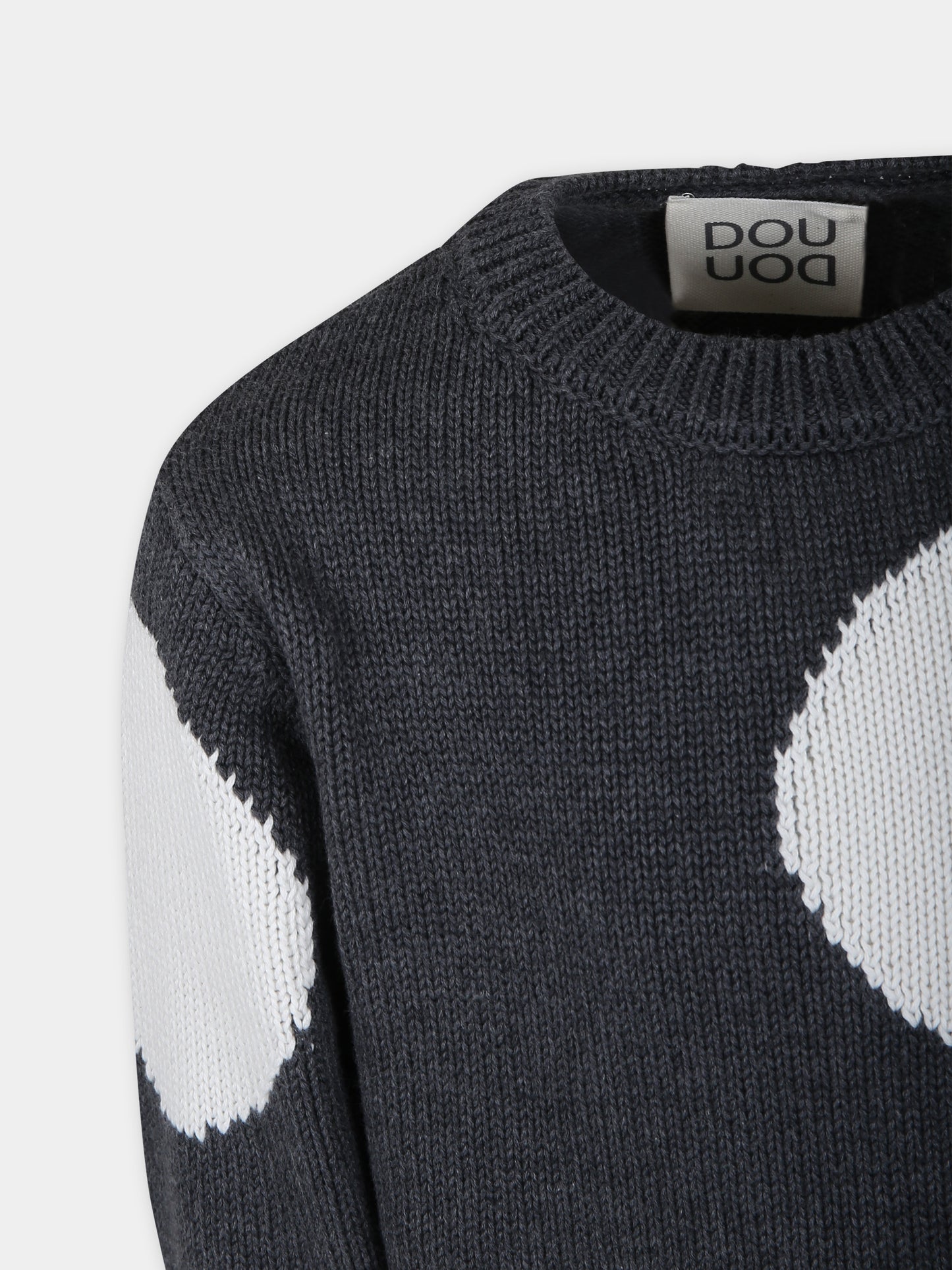 Maglione grigio per bambina con pois bianchi,Douuod Kids,DU9P30 X0011 808AV
