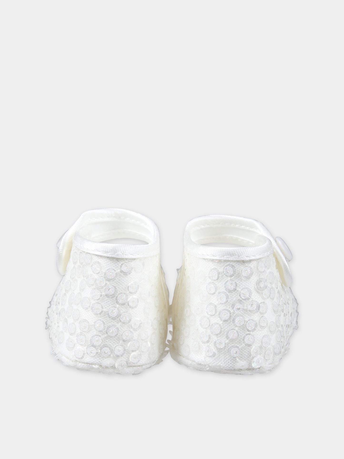 Ballerine bianche per neonata con paiettes,Monnalisa,73C002 3901 0001