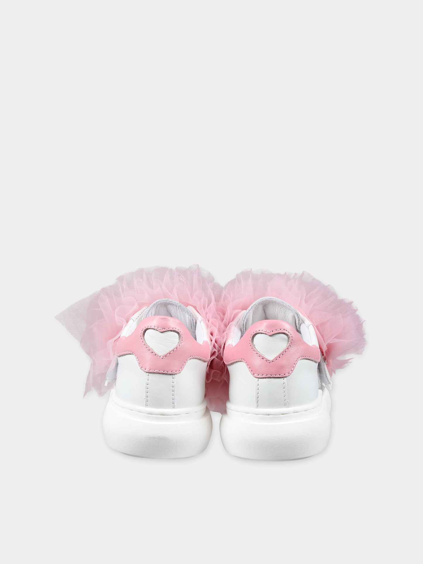 Sneakers basse rosa per bambina con tulle,Monnalisa,87C006 3739 9990