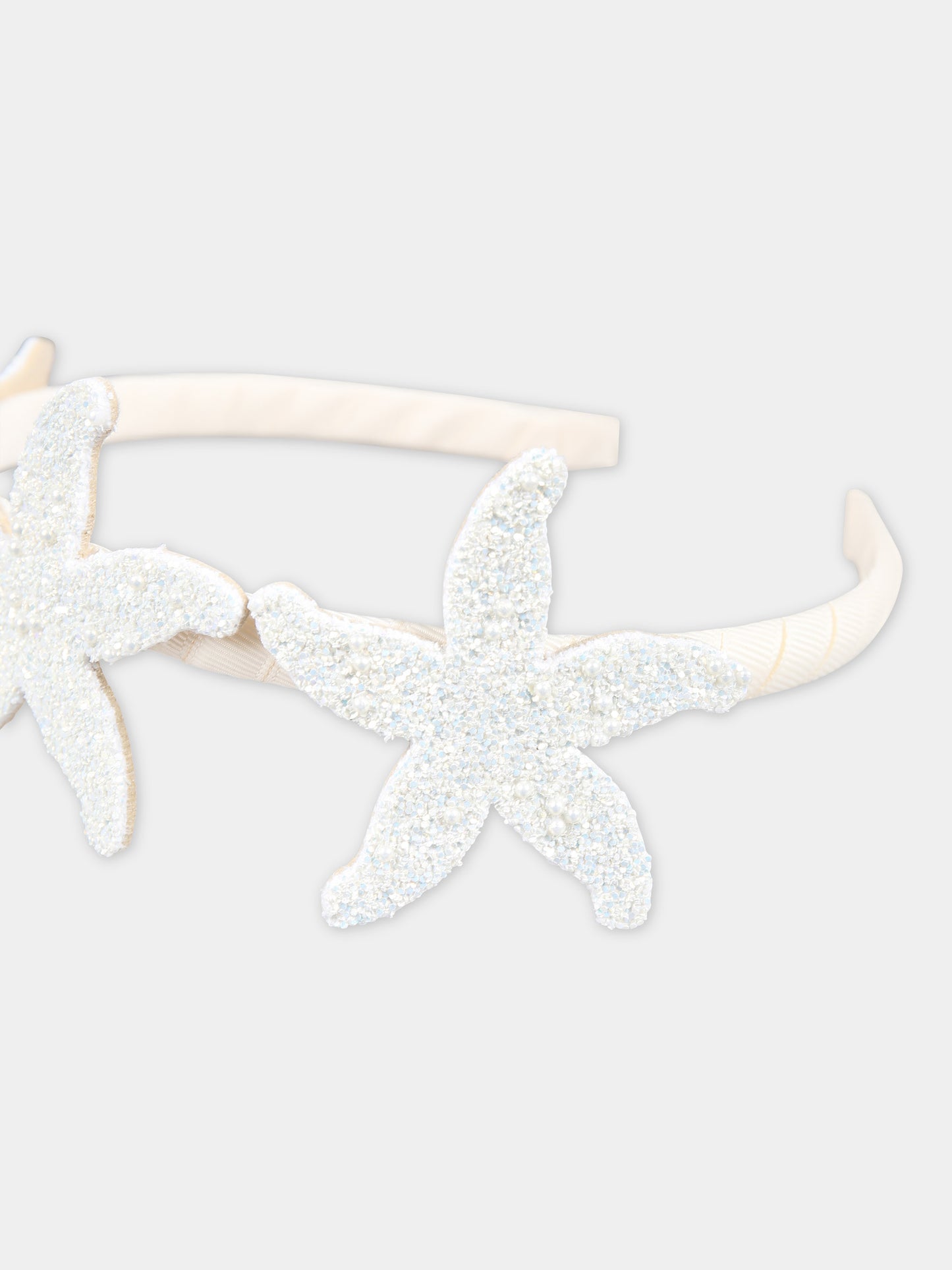 Cerchietto bianco per bambina con stelle marine,Illy Trilly,SEA STARS CROWN PLATINUM