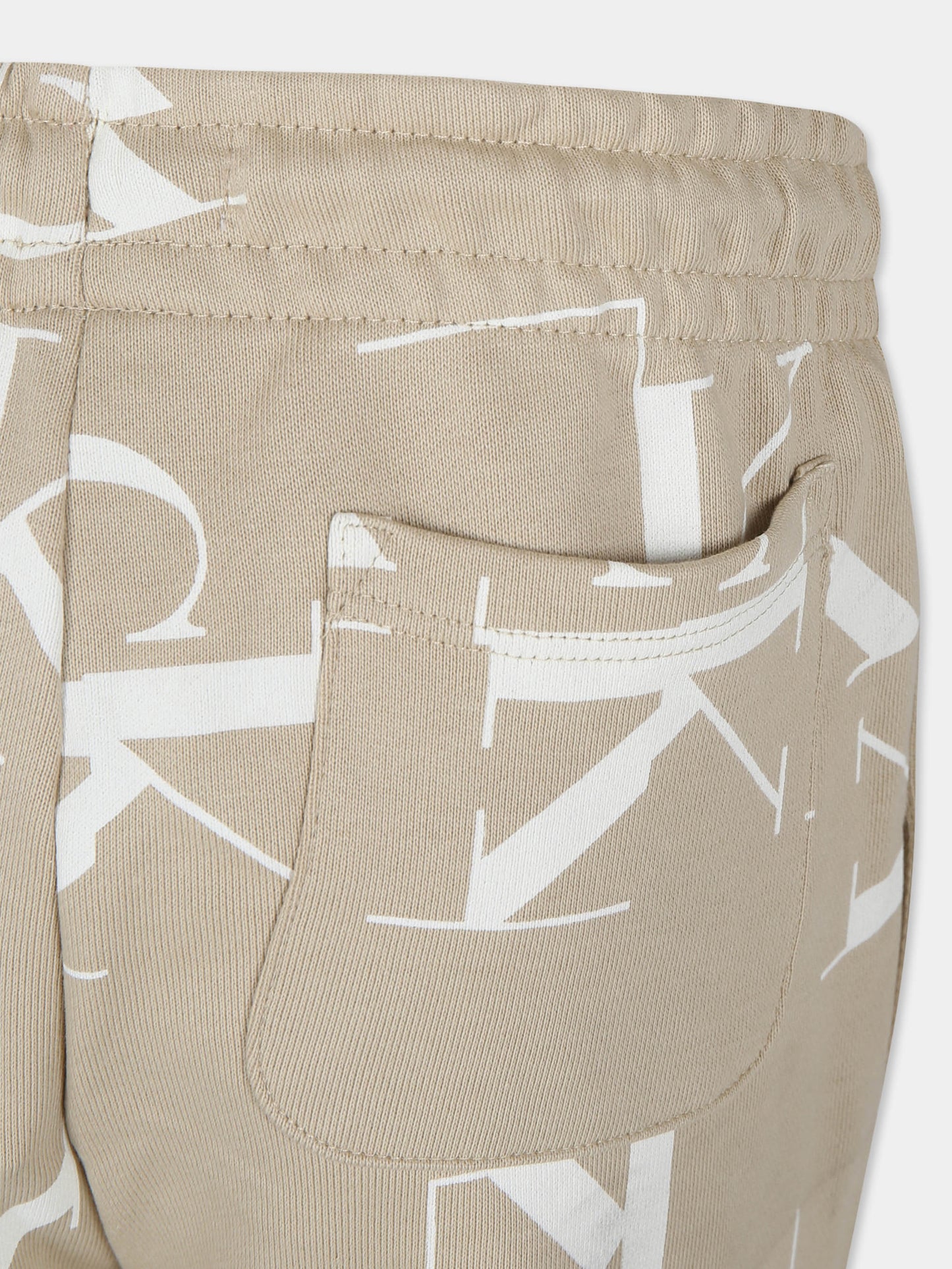 Pantaloni beige per bambino con logo,Calvin Klein Kids,IB0IB02124J 0F5