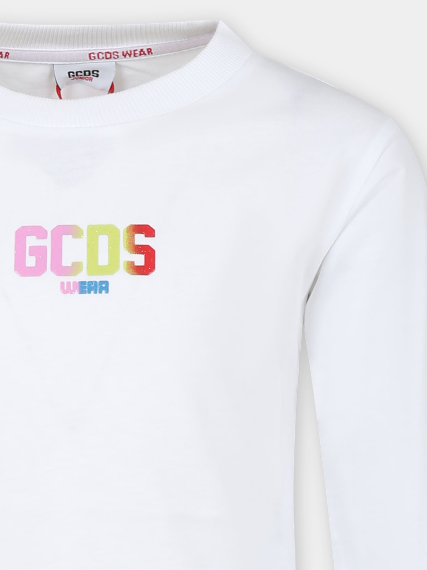 T-shirt bianca per bambino con logo,Gcds Kids,DCO001 LAA20 10101