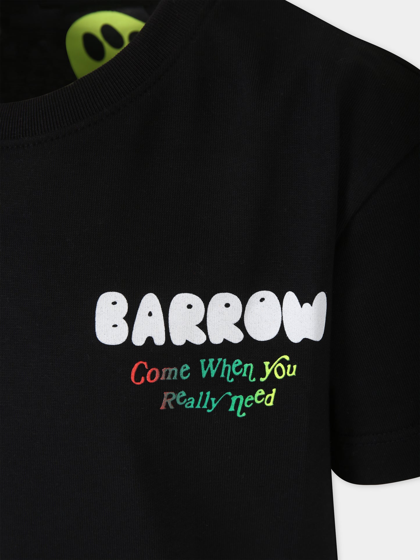 T-shirt nera per bambini con logo,Barrow,F3BKJUTH013 110