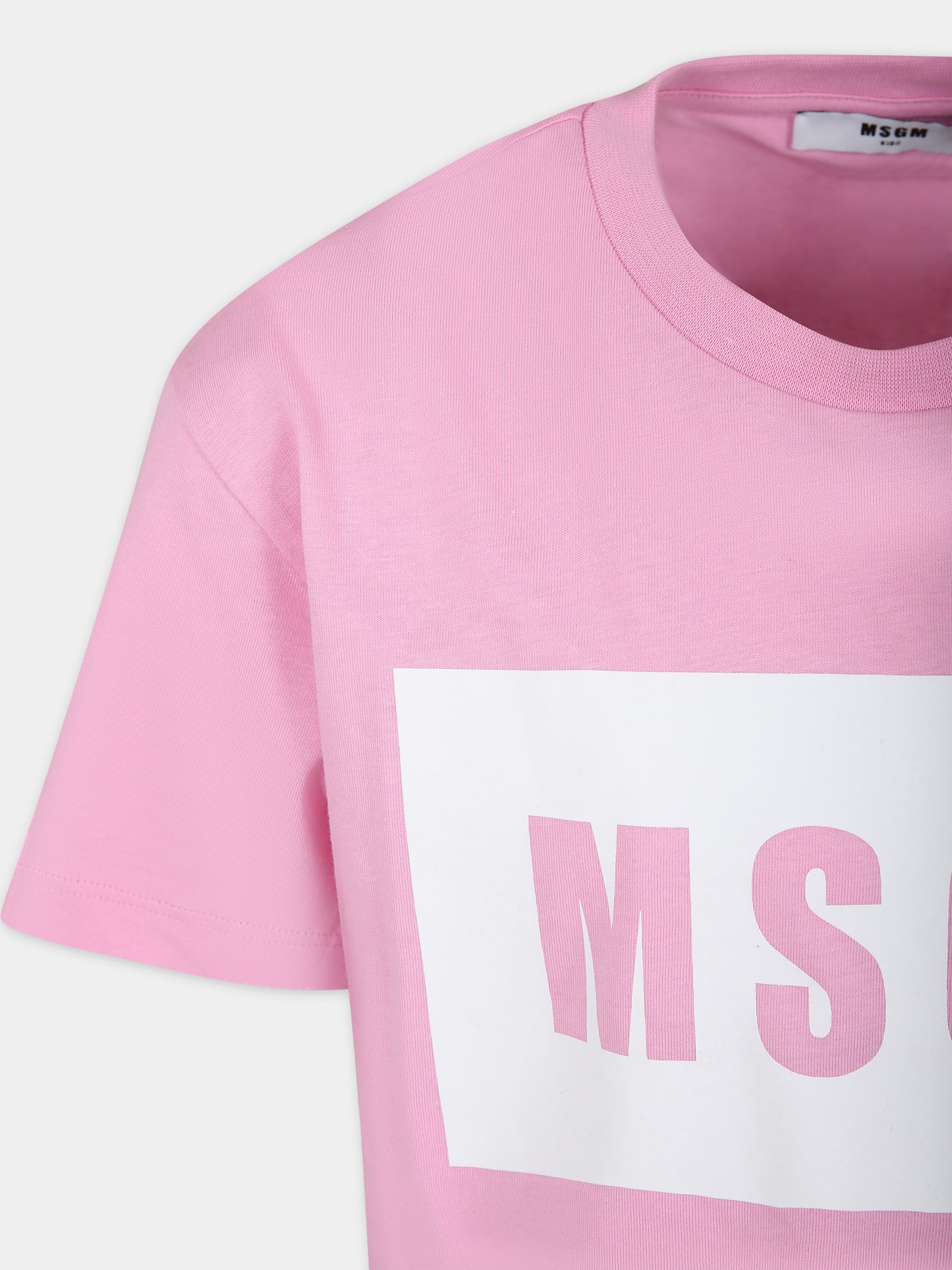 T-shirt rosa per bambina con logo,Msgm Kids,F3MSJUTH009 042