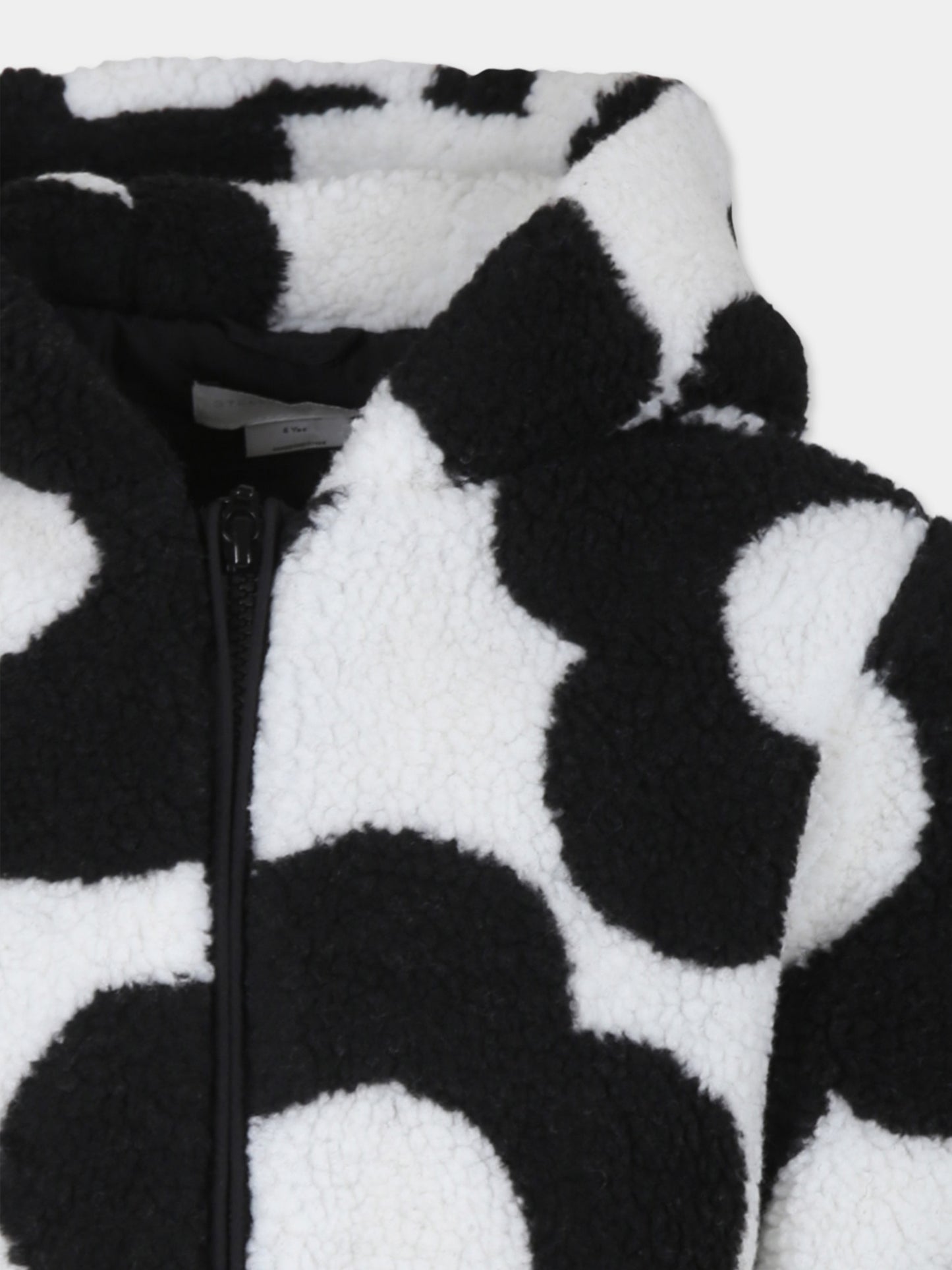 Ecopelliccia bianca per bambina con fiori neri