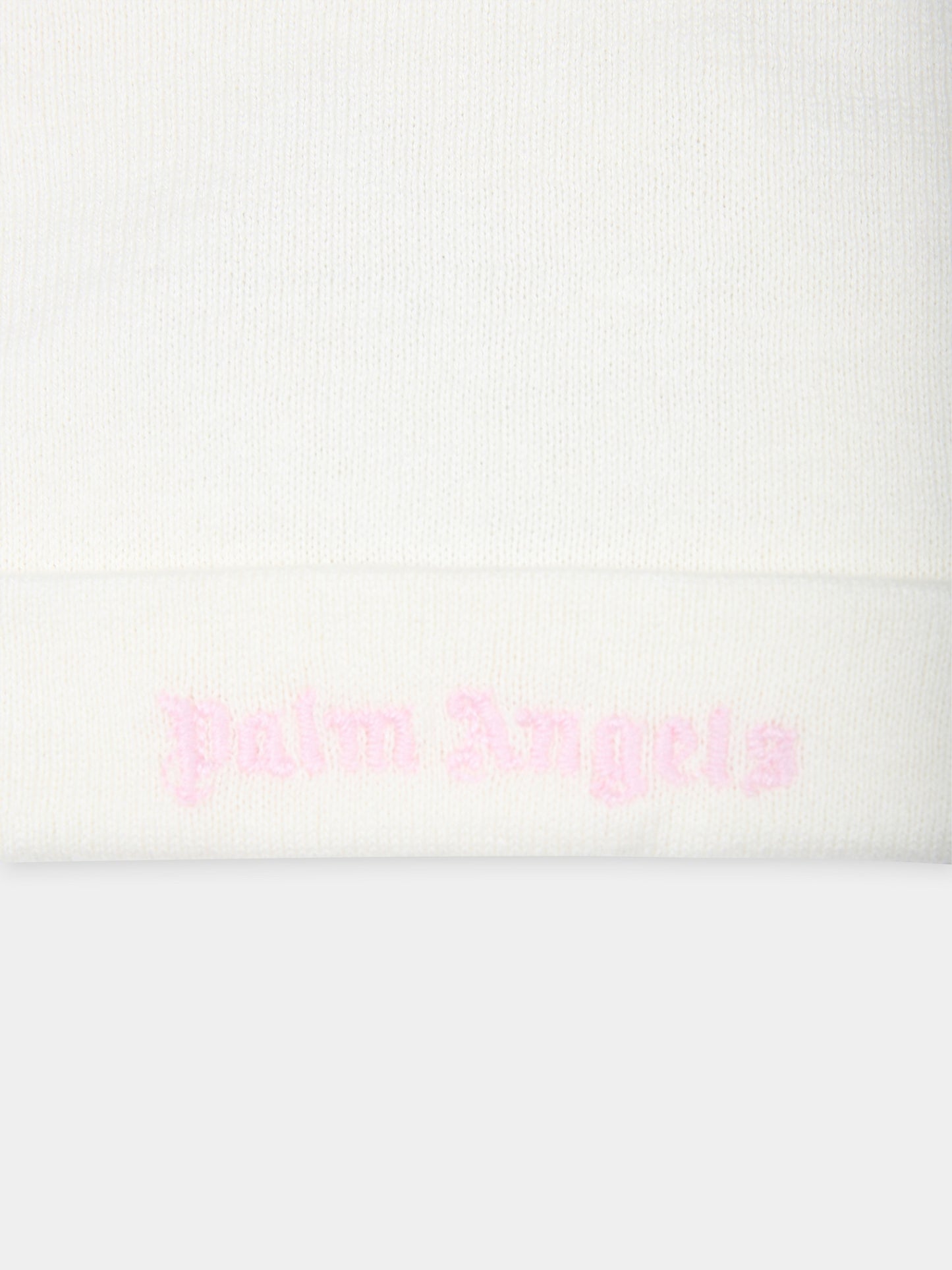 Berretto avorio per neonata con logo,Palm Angels,PGXS001F24KNI0010431