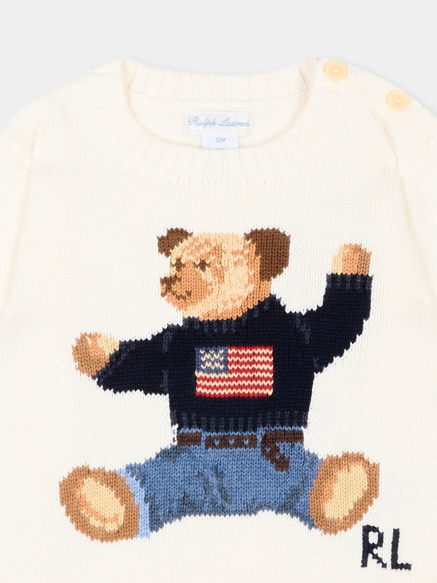 Maglione avorio Polo Bear per neonato,Ralph Lauren Kids,669571003