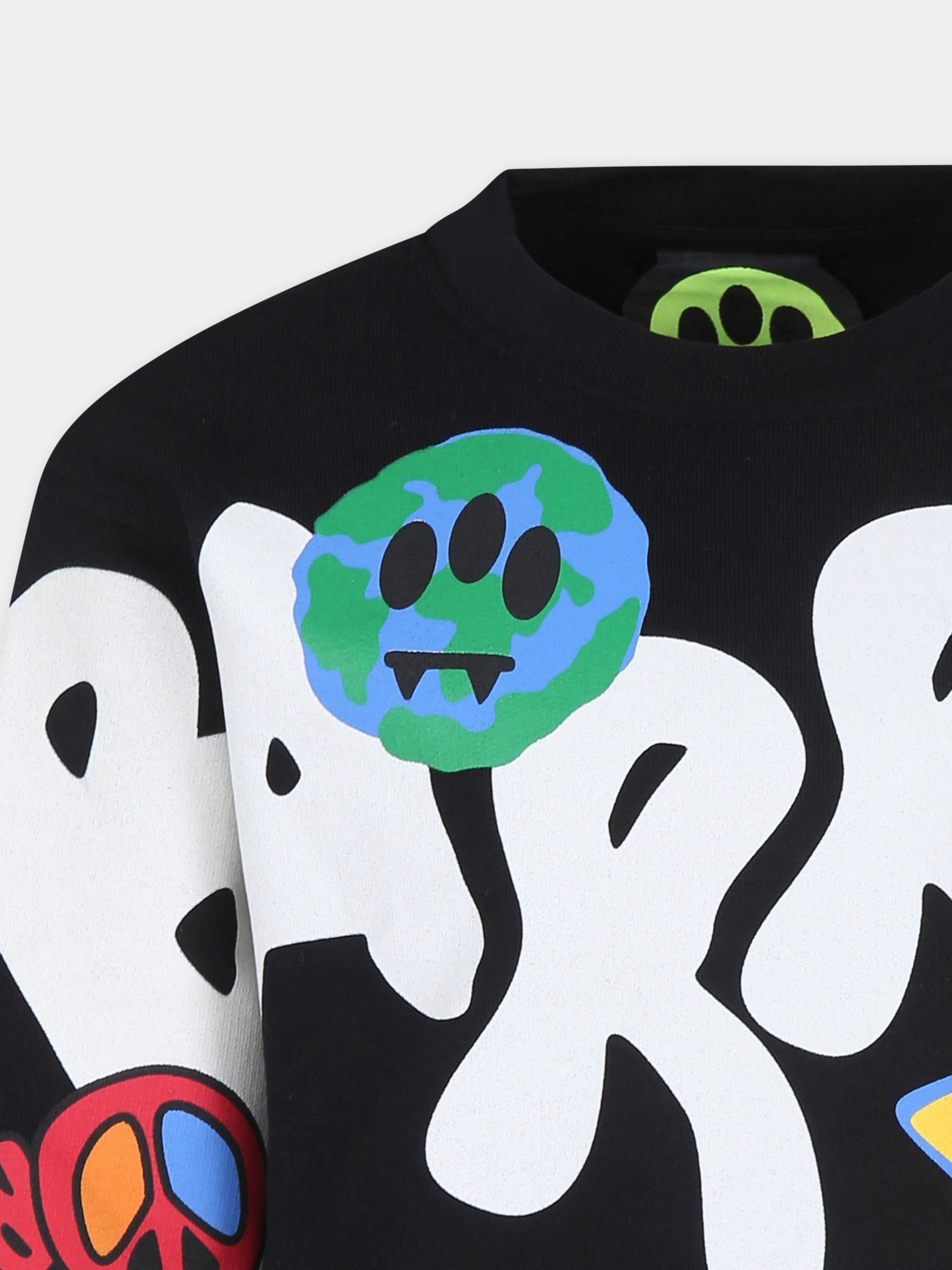 Felpa nera per bambini con logo e smile