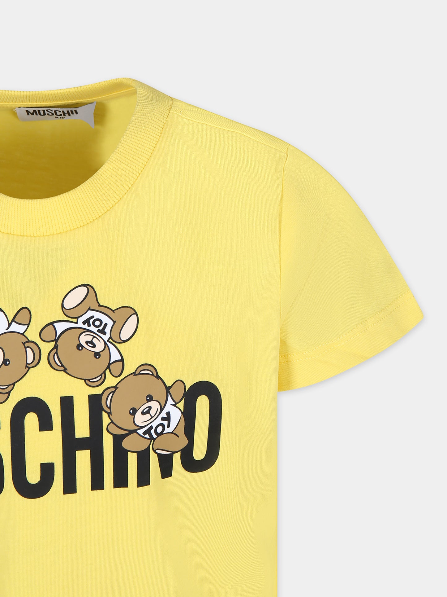 T-shirt gialla per bambini con Teddy Bears e logo,Moschino Kids,HMM04K LAA03 50162