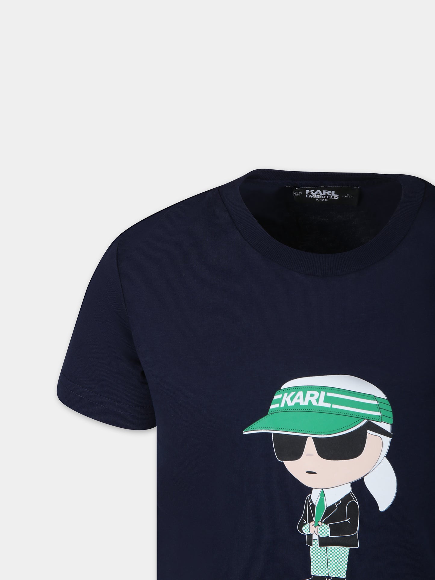 T-shirt blu per bambini con stampa Karl e borsa da golf,Karl Lagerfeld Kids,Z30052 85V