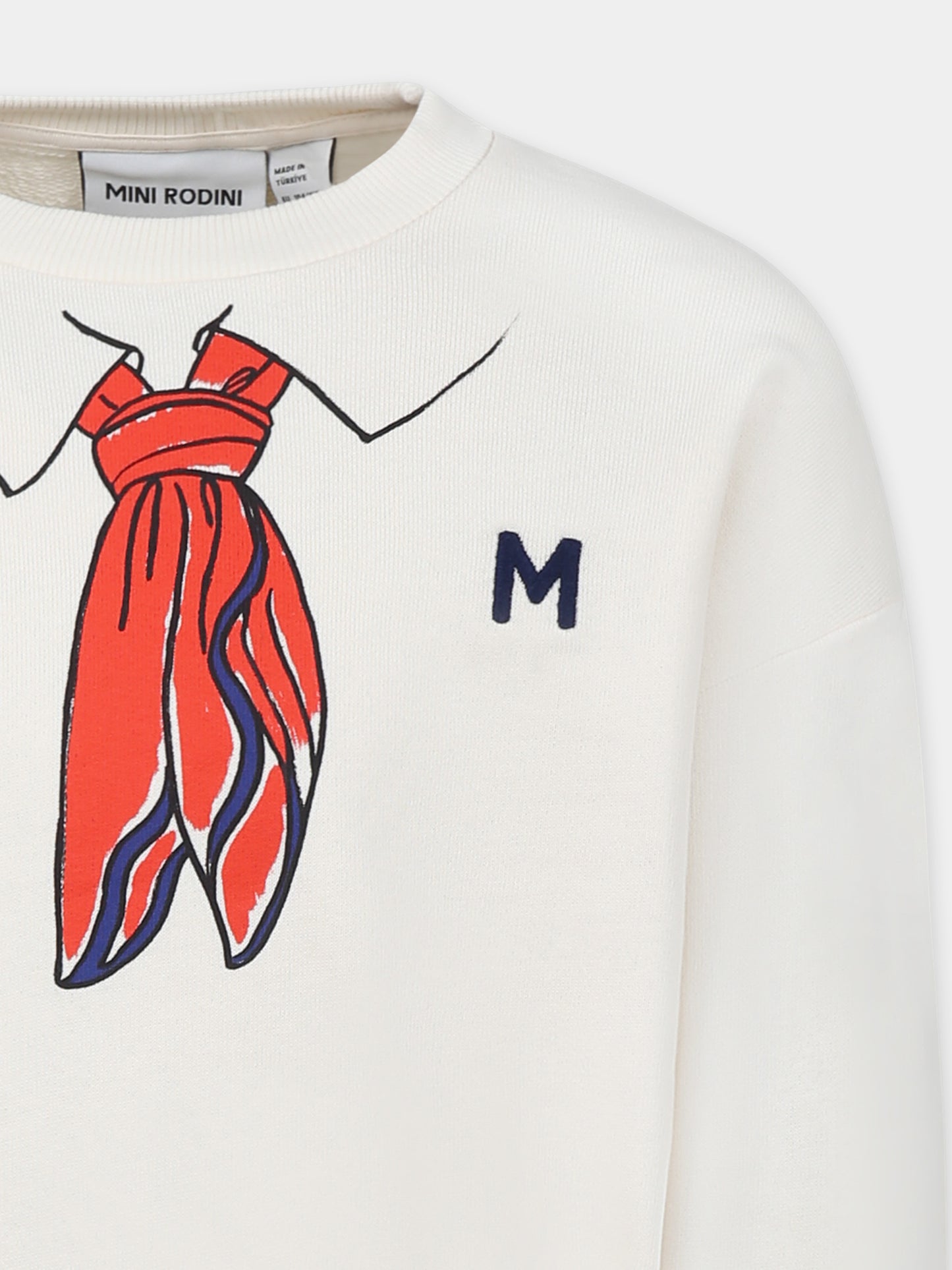 Felpa avorio per bambini con stampa sciarpa