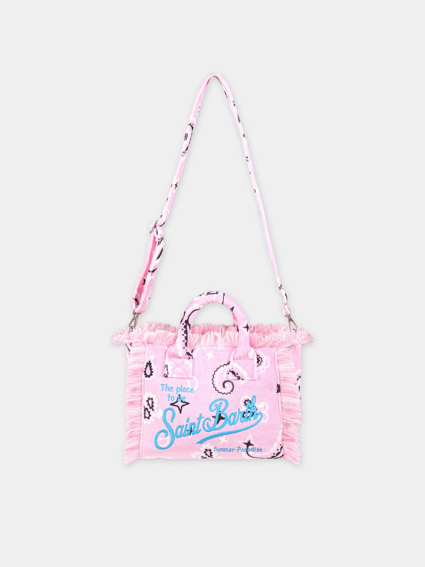 Borsa mare rosa per bambina con stampa paisley,Mc2 Saint Barth,COL0005 00873D