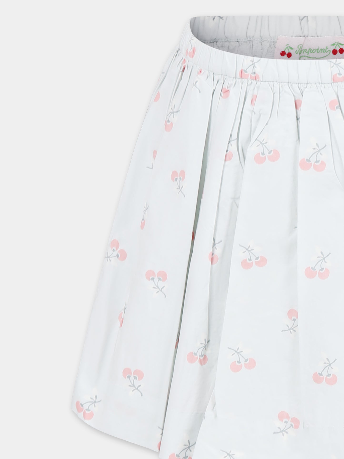Gonna celeste per bambina con ciliegie all over