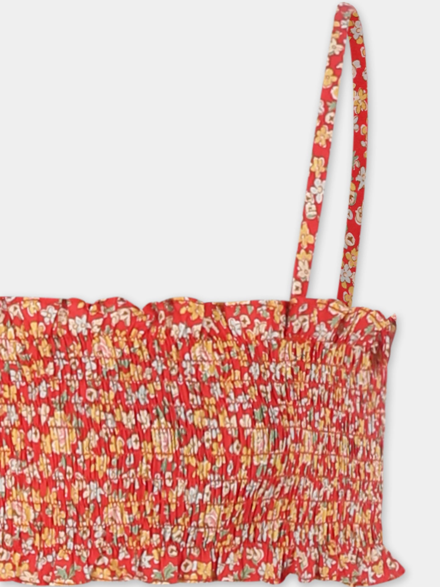 Bikini rosso per bambina con stampa floreale