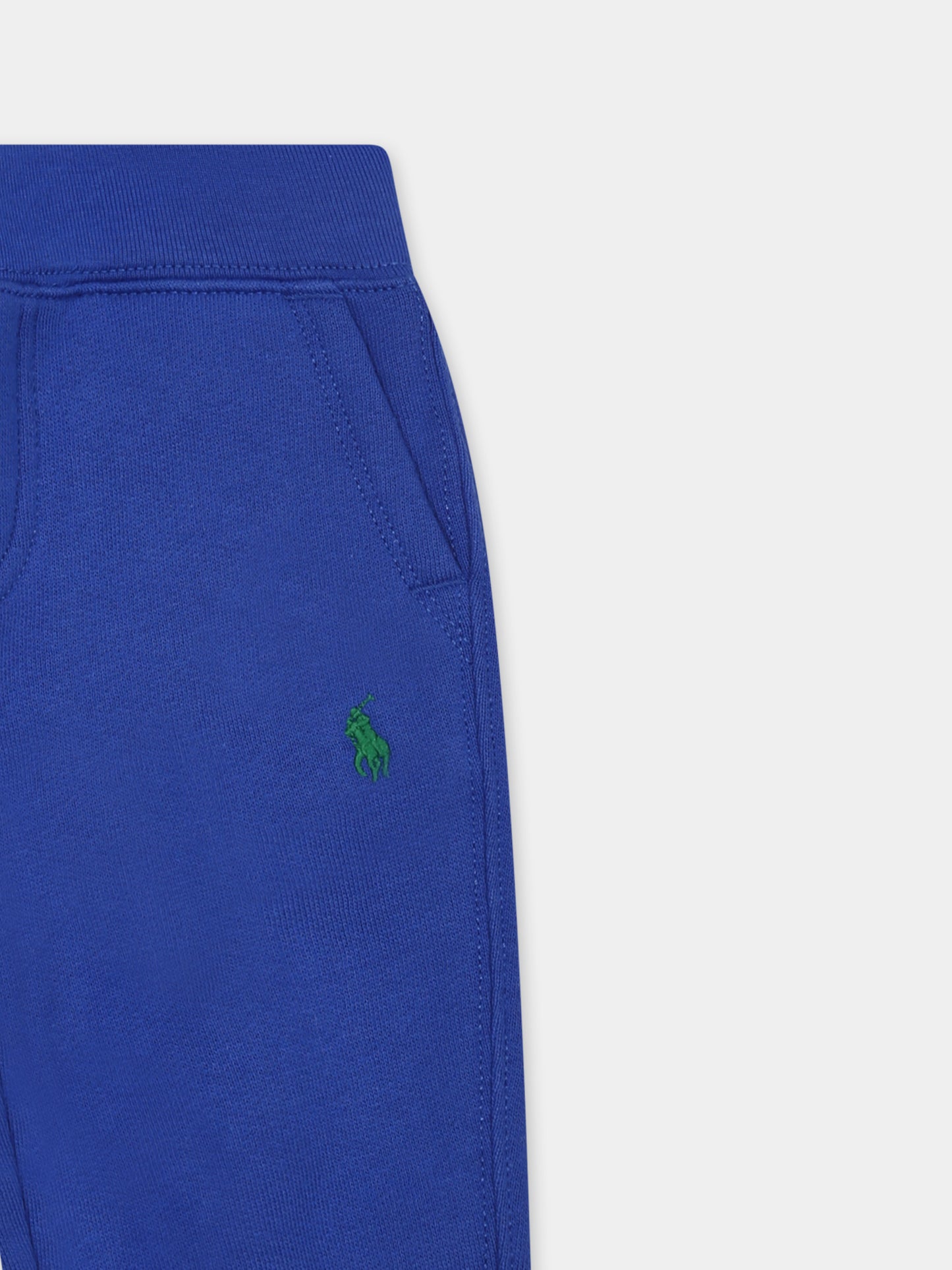 Pantaloni blu per neonato con cavallino