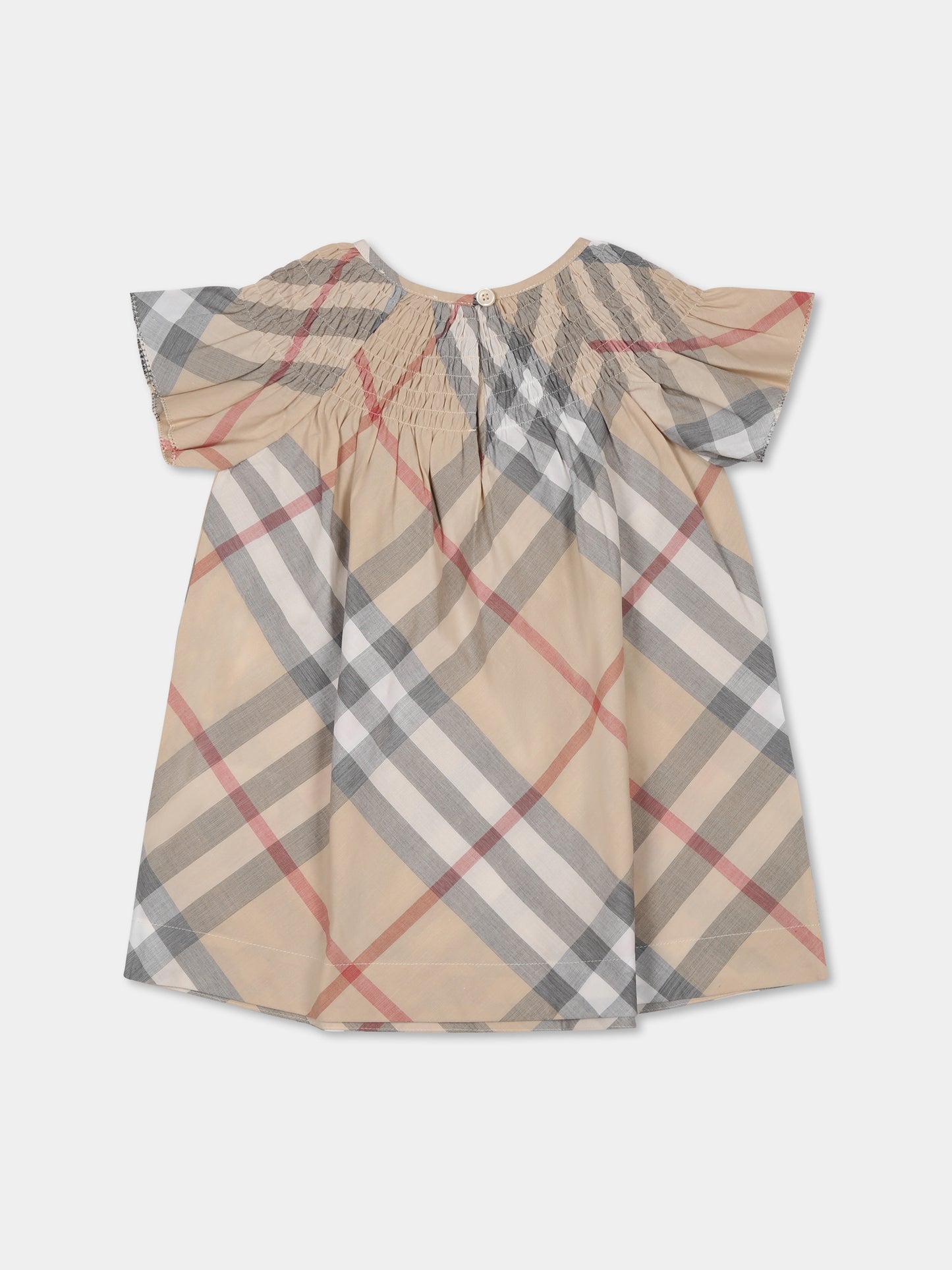 Vestito beige per neonata con check vintage,Burberry Kids,8100536 A2205