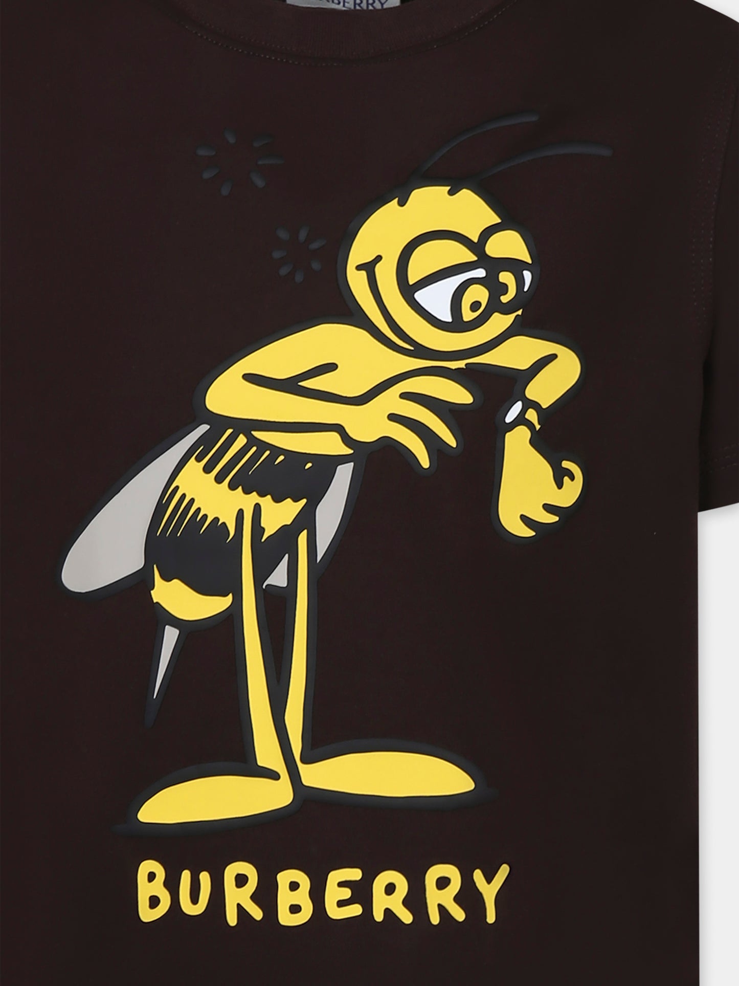 T-shirt marrone per bambini con logo e ape,Burberry Kids,8102971 A4481