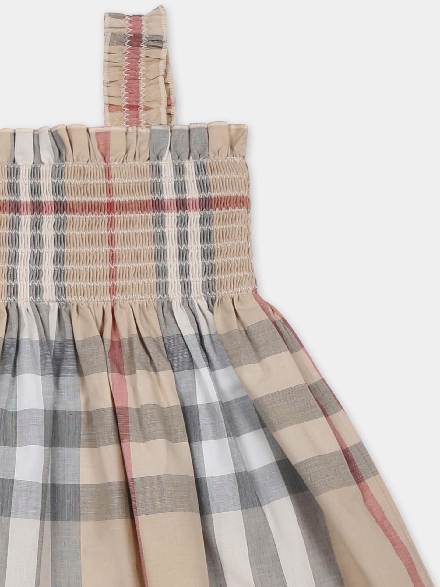 Vestito beige per neonata con check vintage,Burberry Kids,8100222 A2205