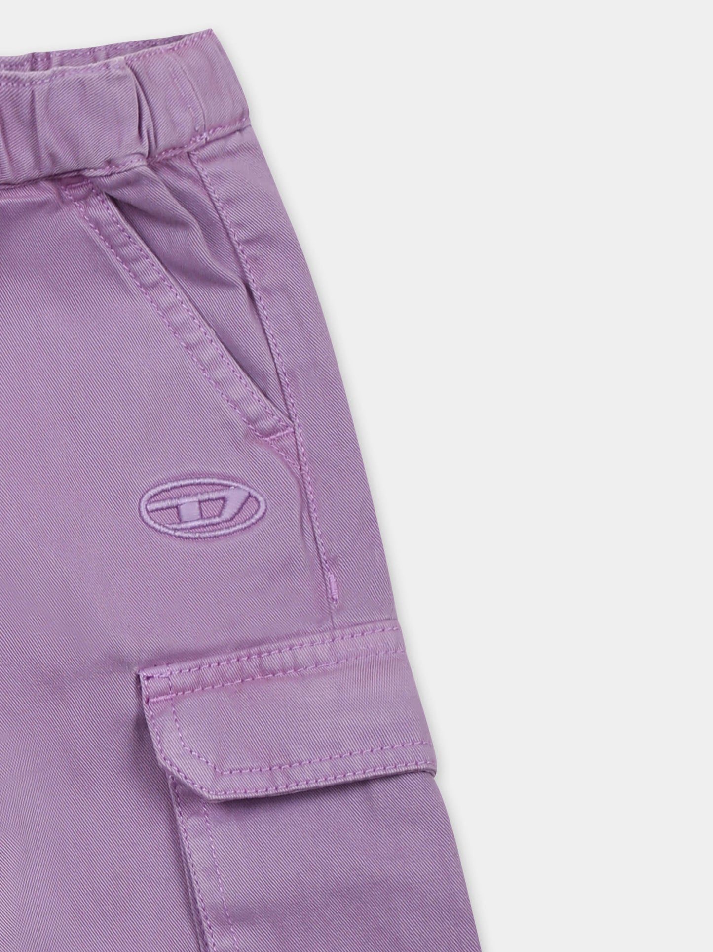 Pantaloni viola per neonata con logo