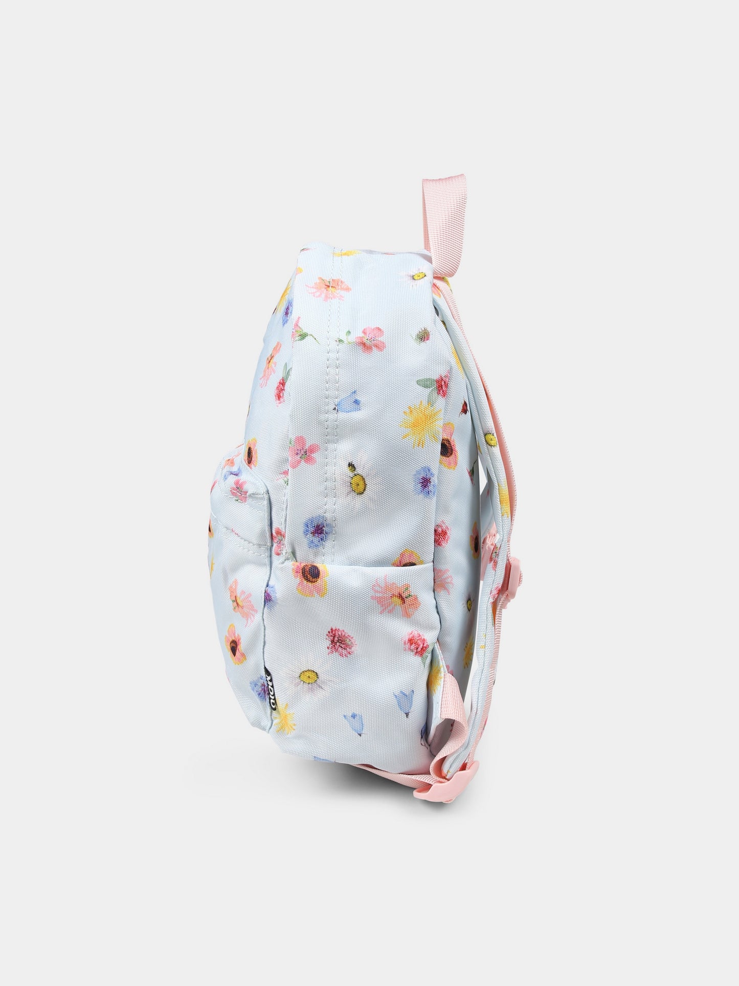 Zaino celeste per bambina con fiori