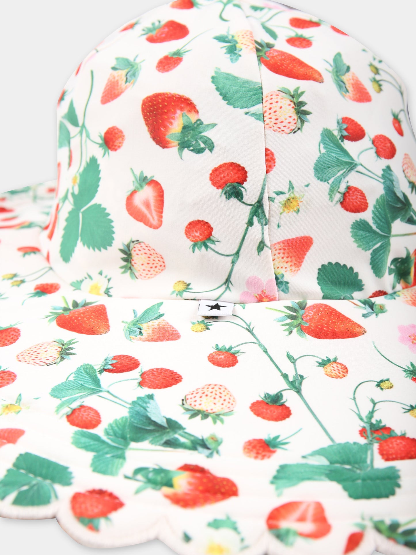 Cloche Nuka avorio per bambina con fragole all over