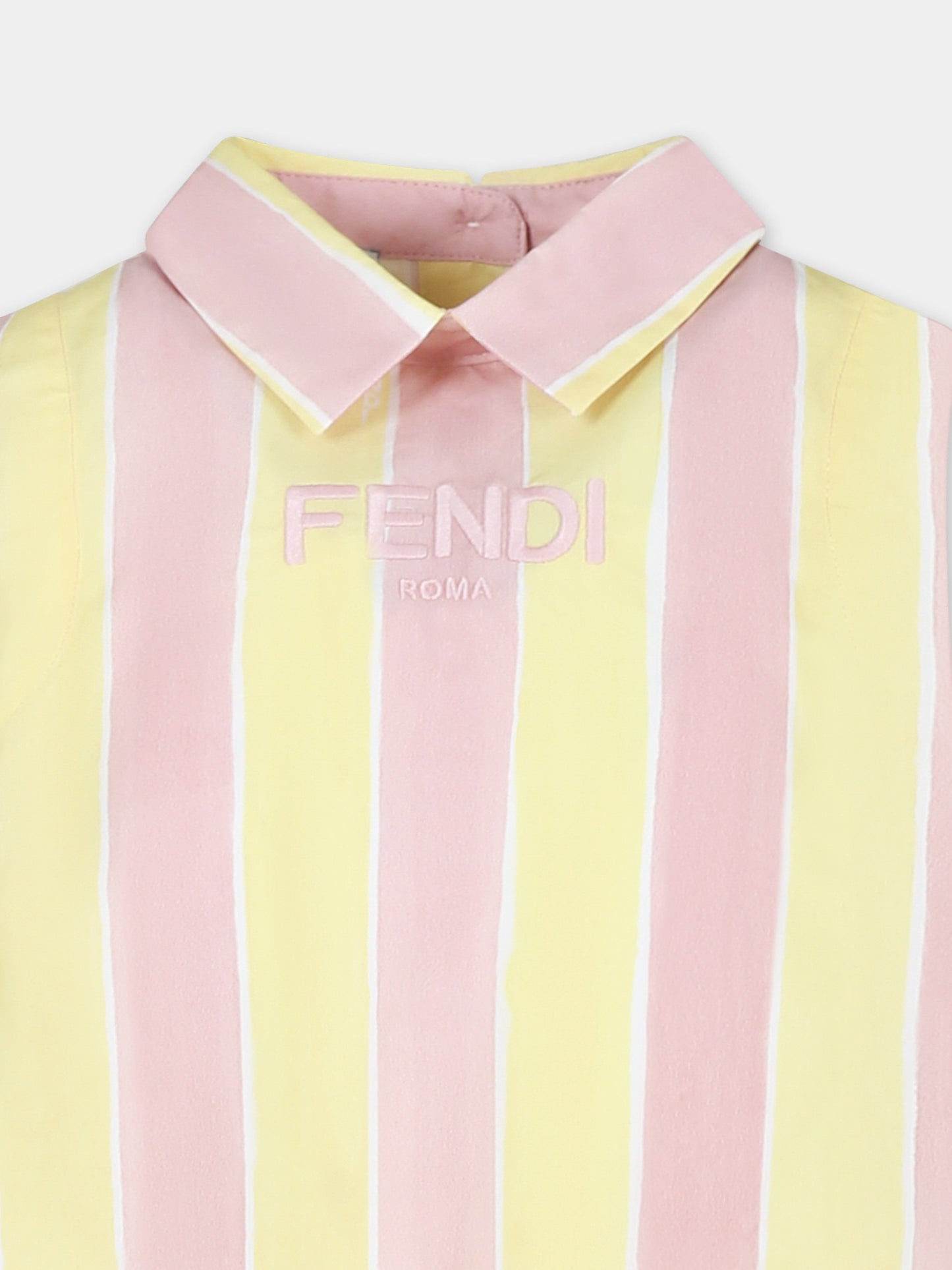 Vestito multicolor per bambina con logo e stampa pequin