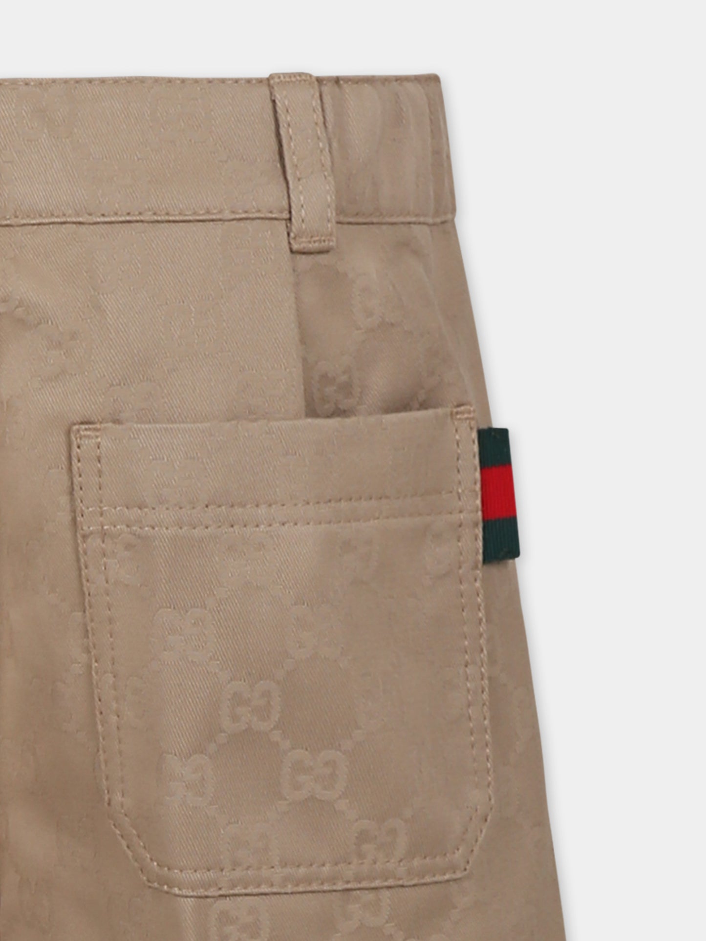Shorts marroni per bambino con dettaglio Web