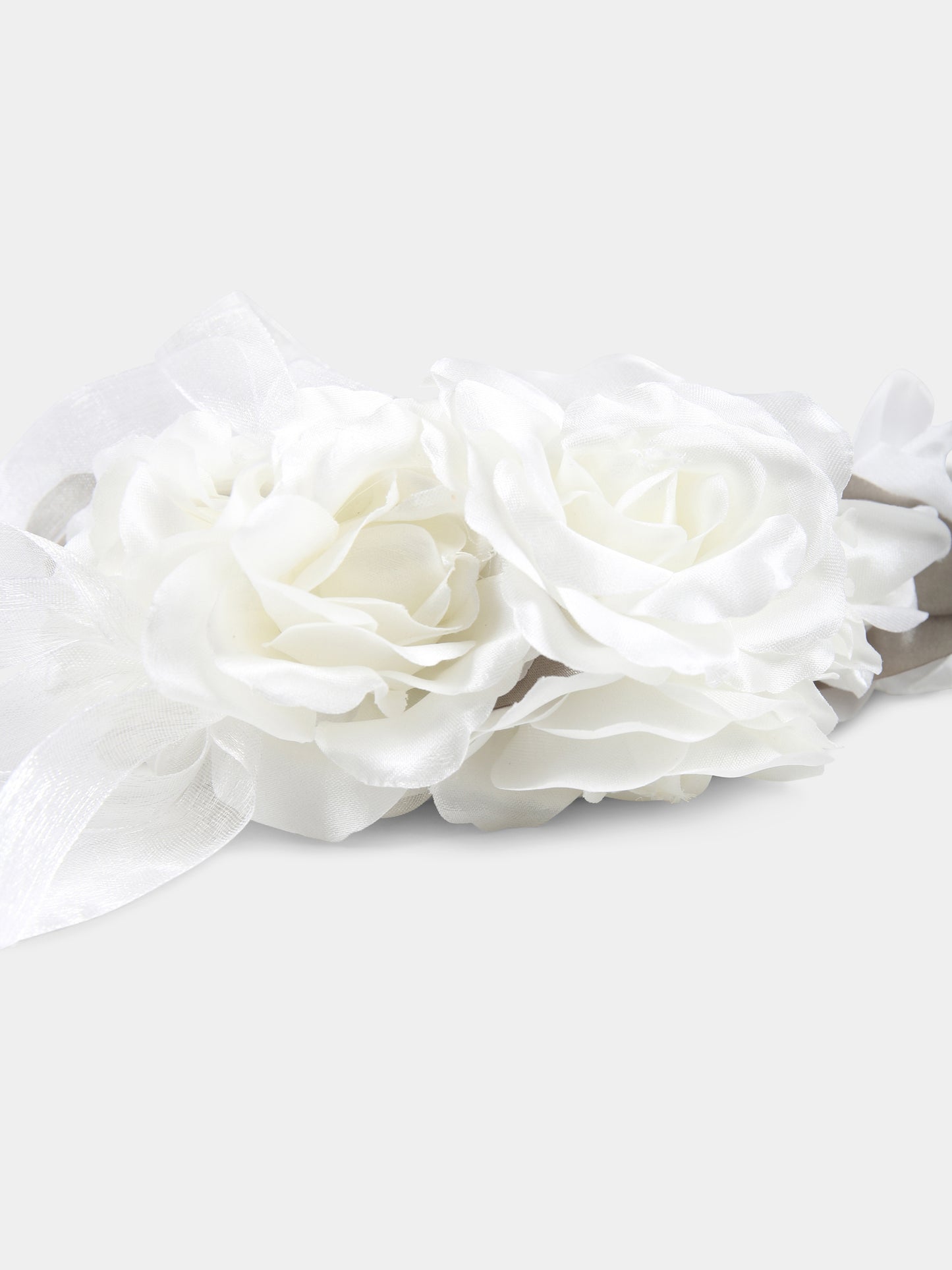 Cerchietto bianco per bambina con fiori e strass