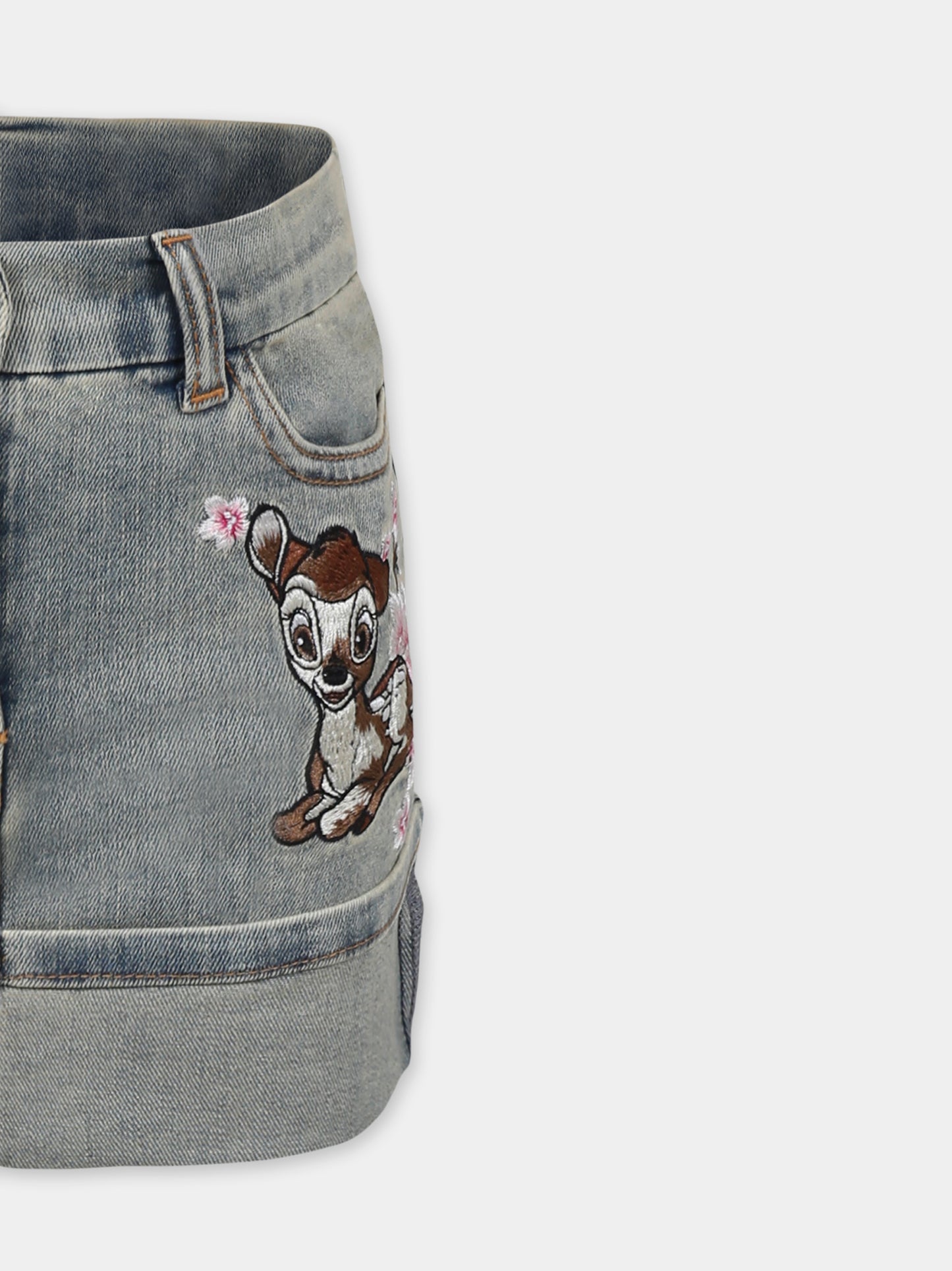 Gonna grigia per bambina con fiori e logo,Monnalisa,19E703 5021 5503