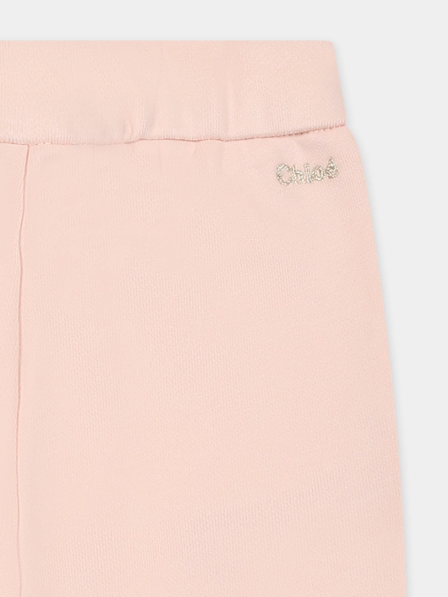 Pantaloni rosa per neonata con logo