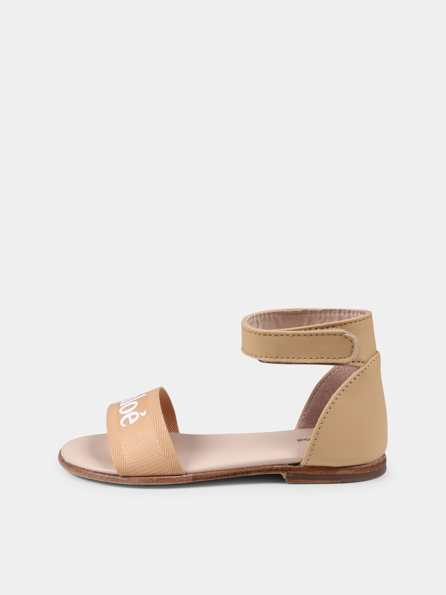 Sandali beige per bambina con logo,Chloé Kids,C20518 231