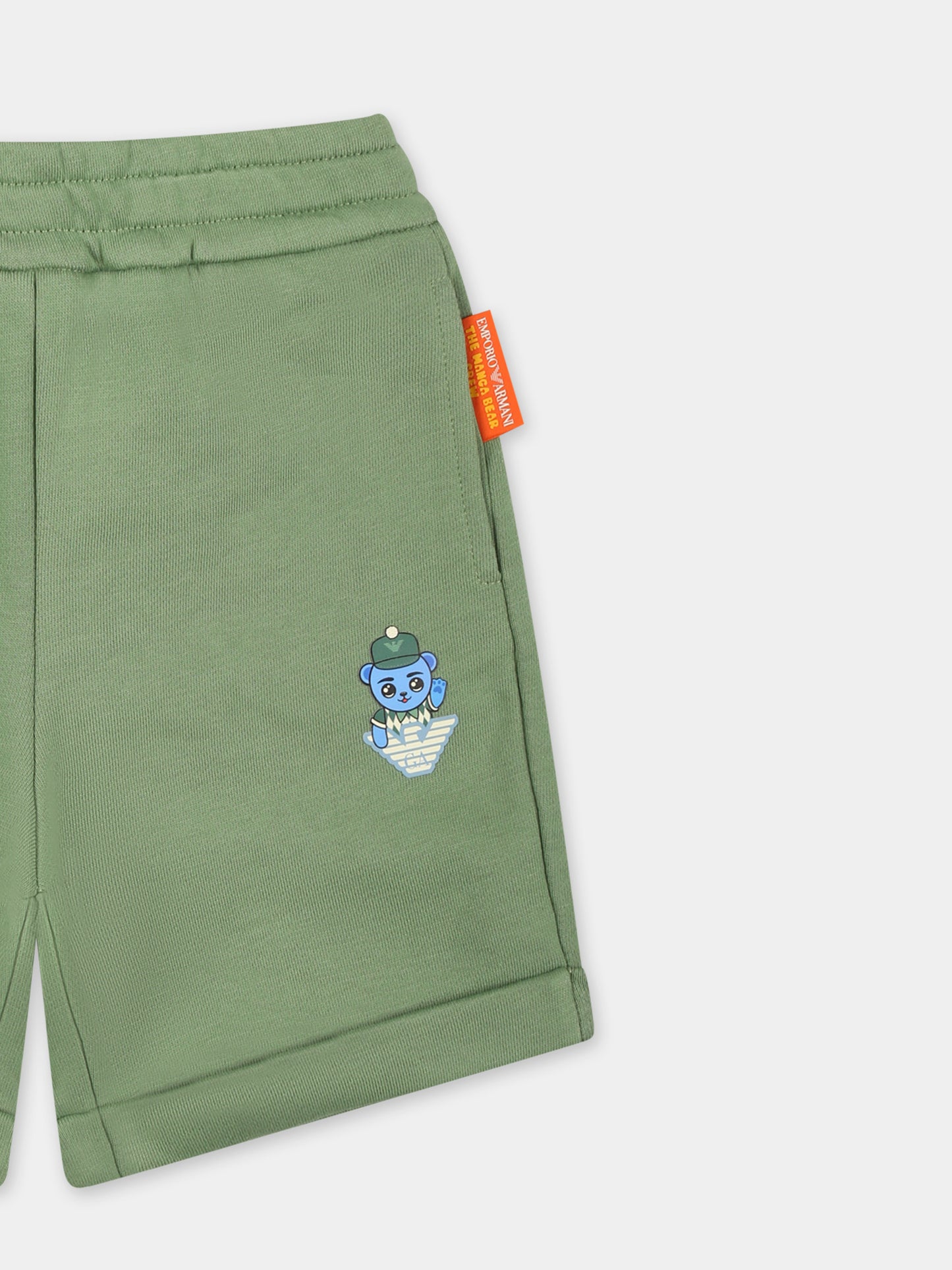Shorts verdi per neonato con Manga Bear