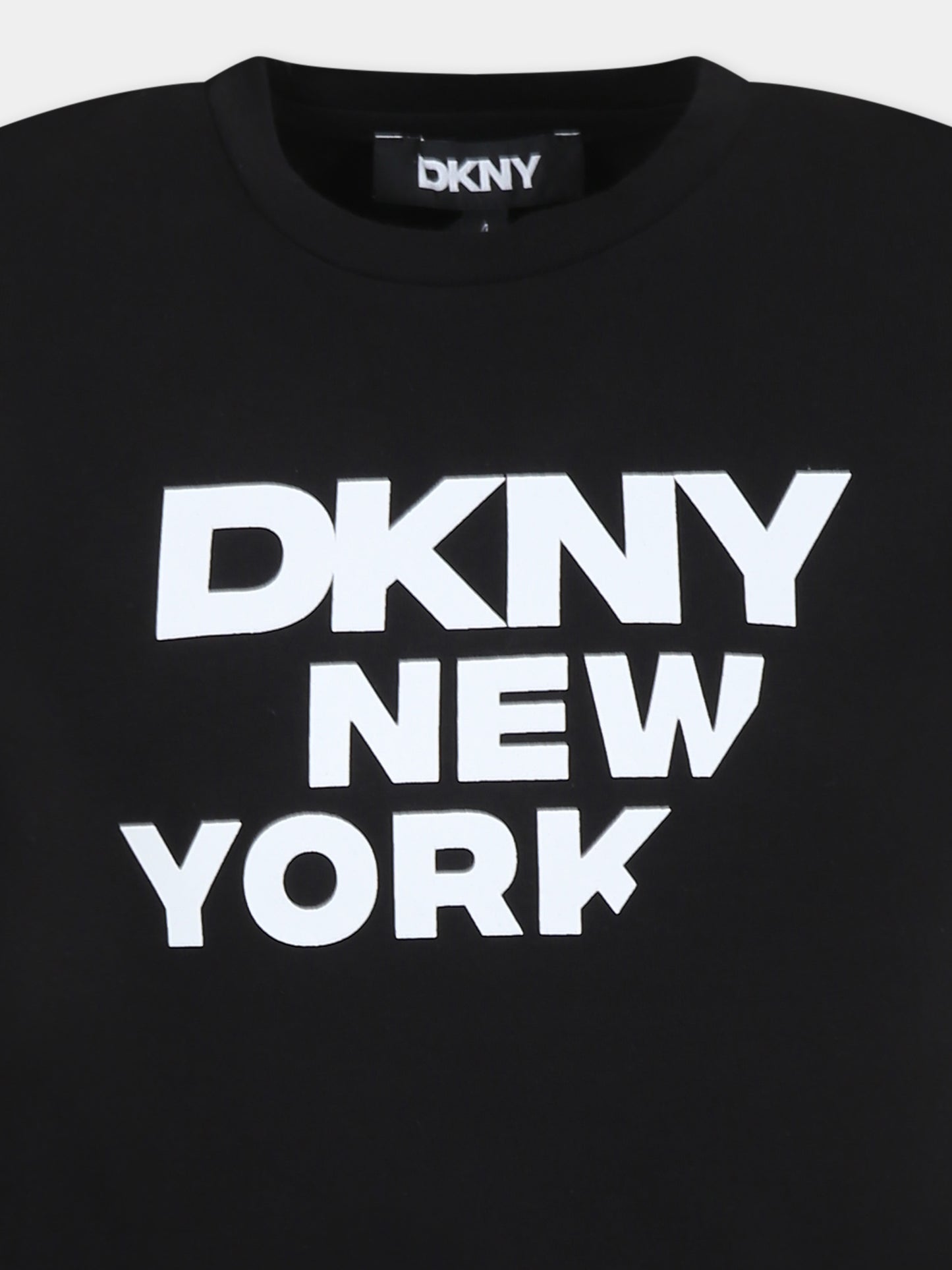 T-shirt nera per bambina con logo e scritta,Dkny,D62304 09B