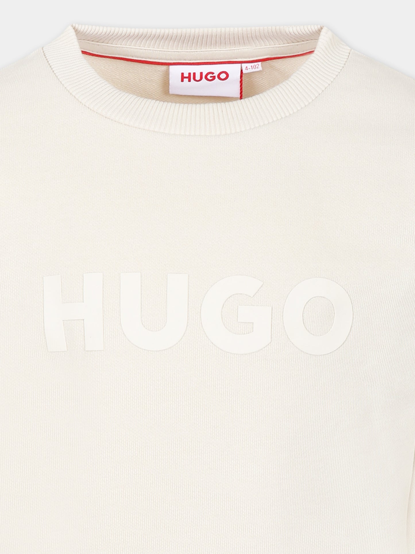 Felpa beige per bambino con logo